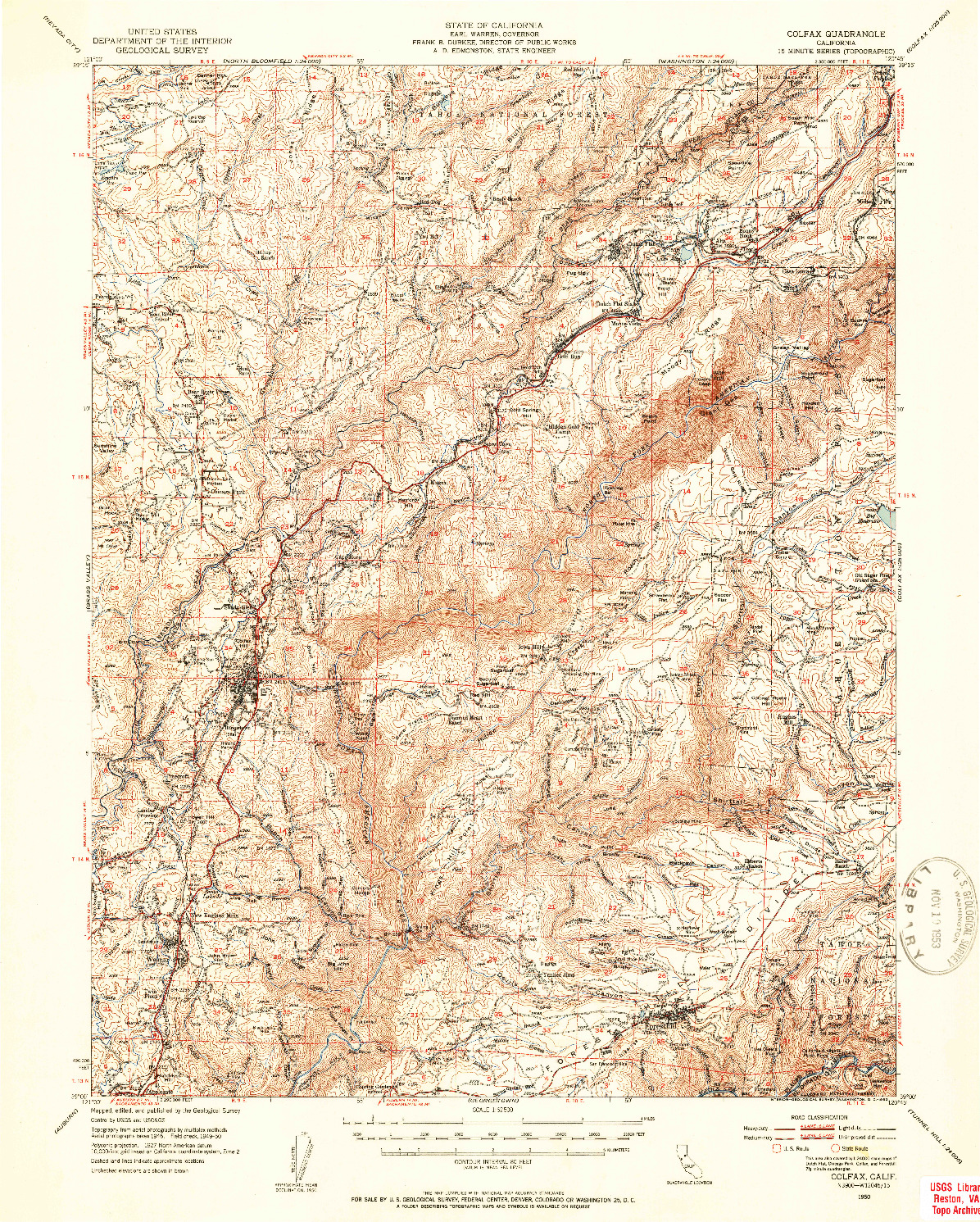 USGS 1:62500-SCALE QUADRANGLE FOR COLFAX, CA 1950