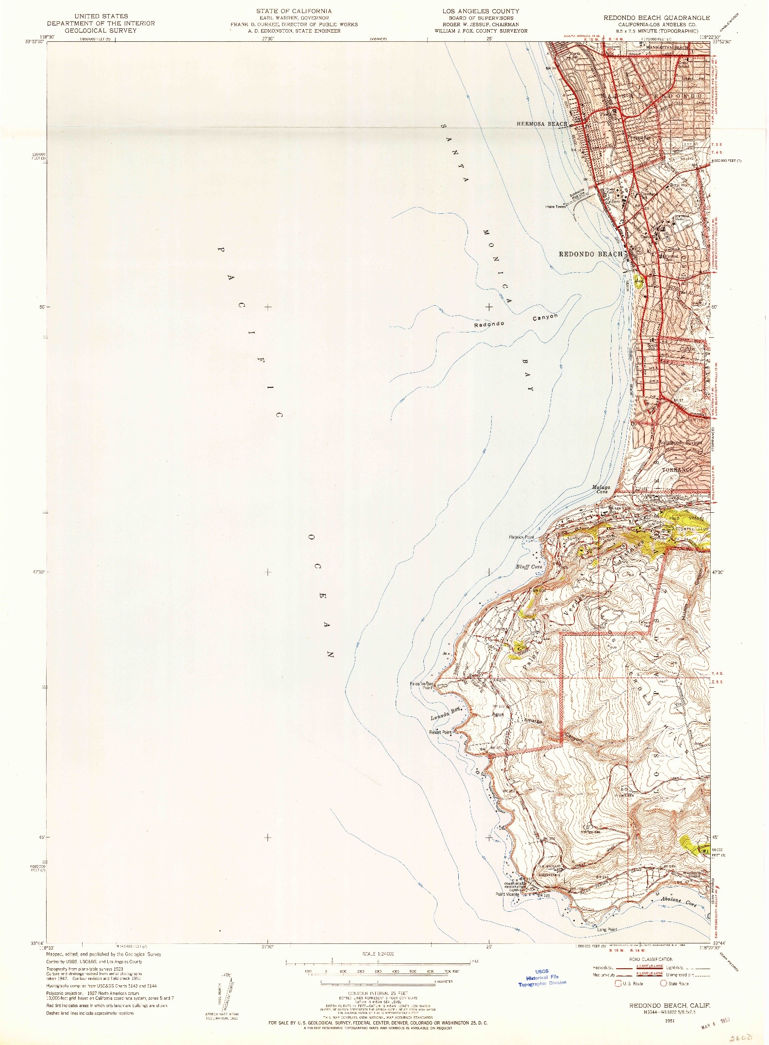 USGS 1:24000-SCALE QUADRANGLE FOR REDONDO BEACH, CA 1951