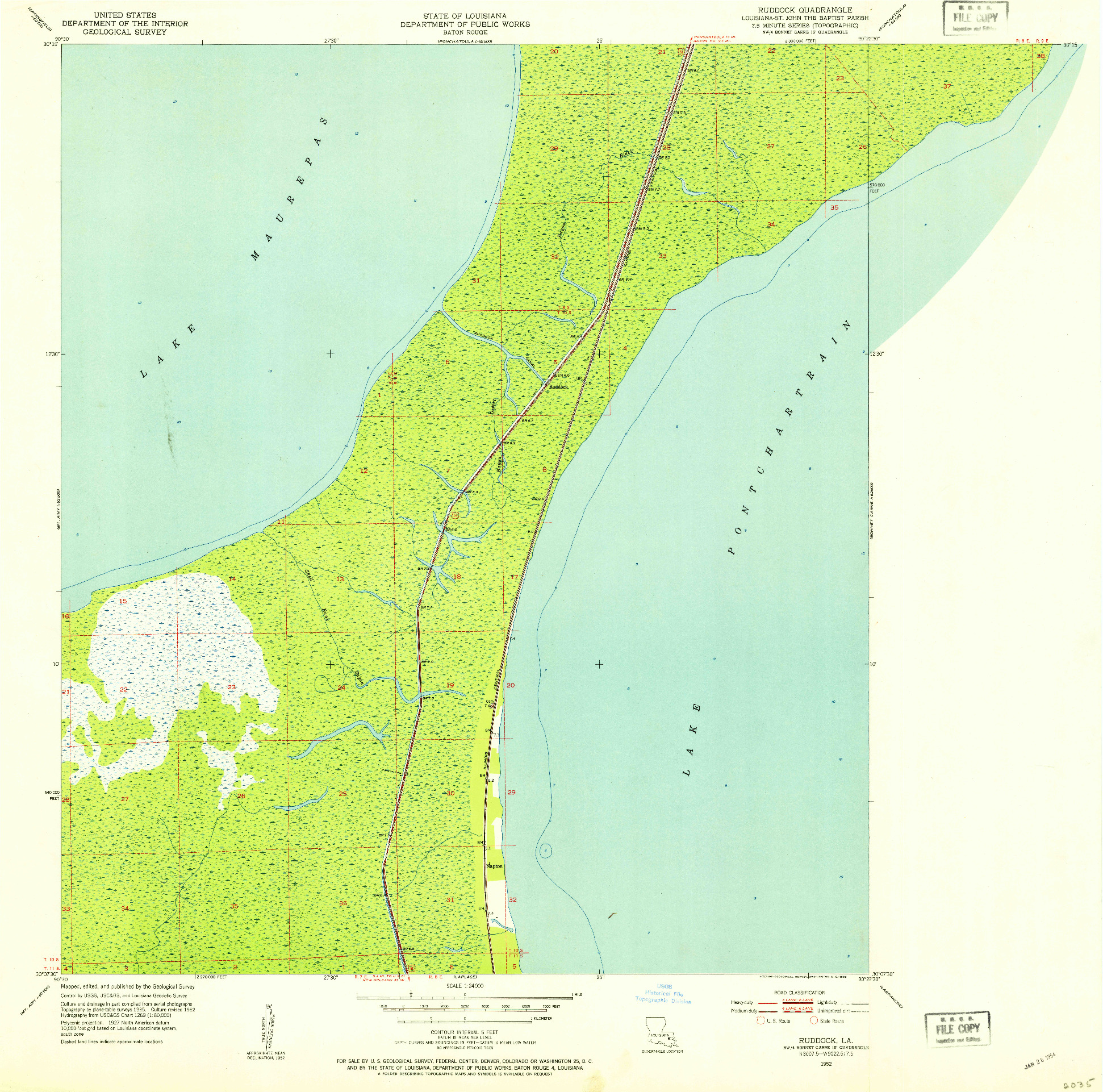 USGS 1:24000-SCALE QUADRANGLE FOR RUDDOCK, LA 1952