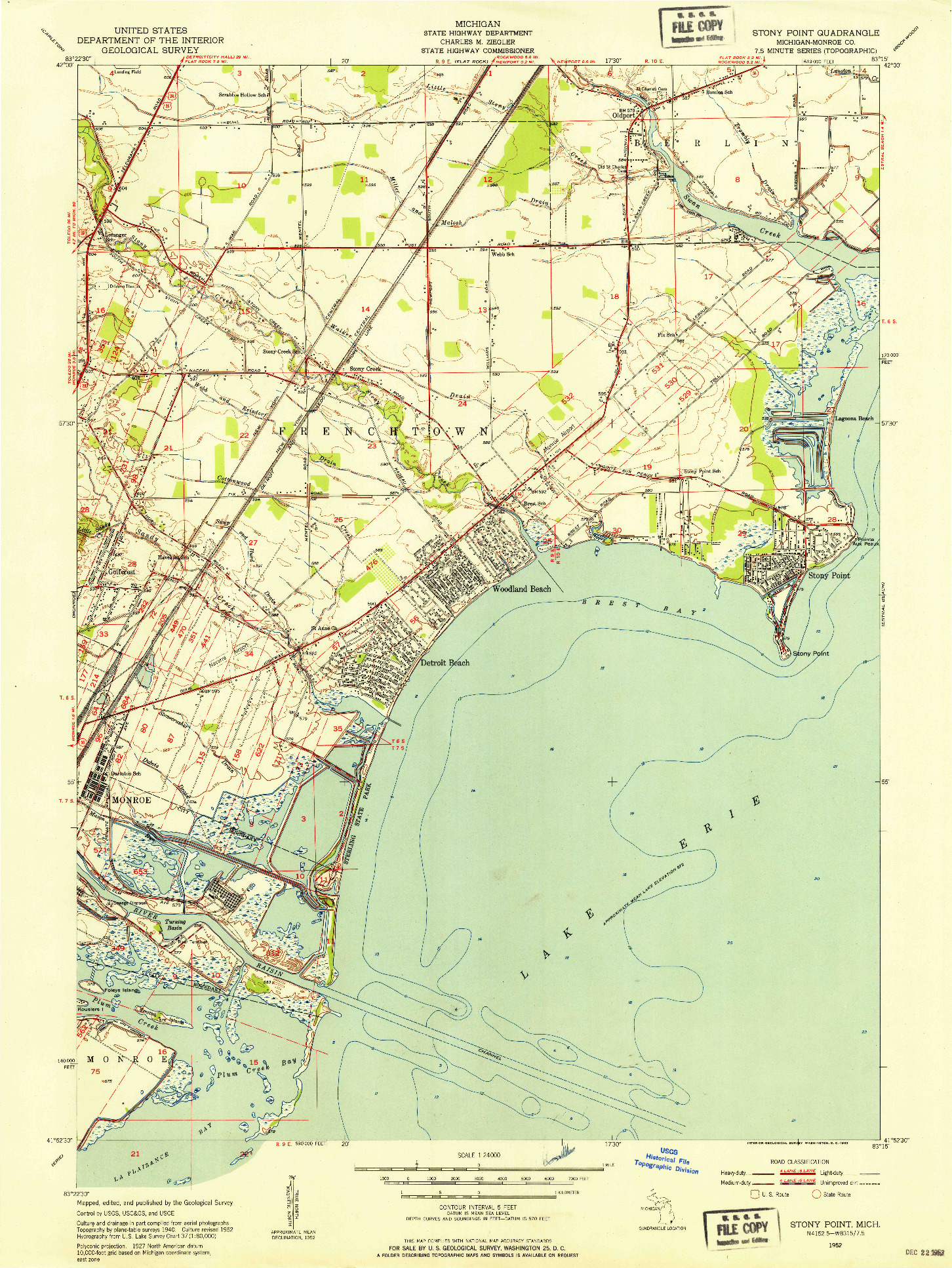 USGS 1:24000-SCALE QUADRANGLE FOR STONY POINT, MI 1952