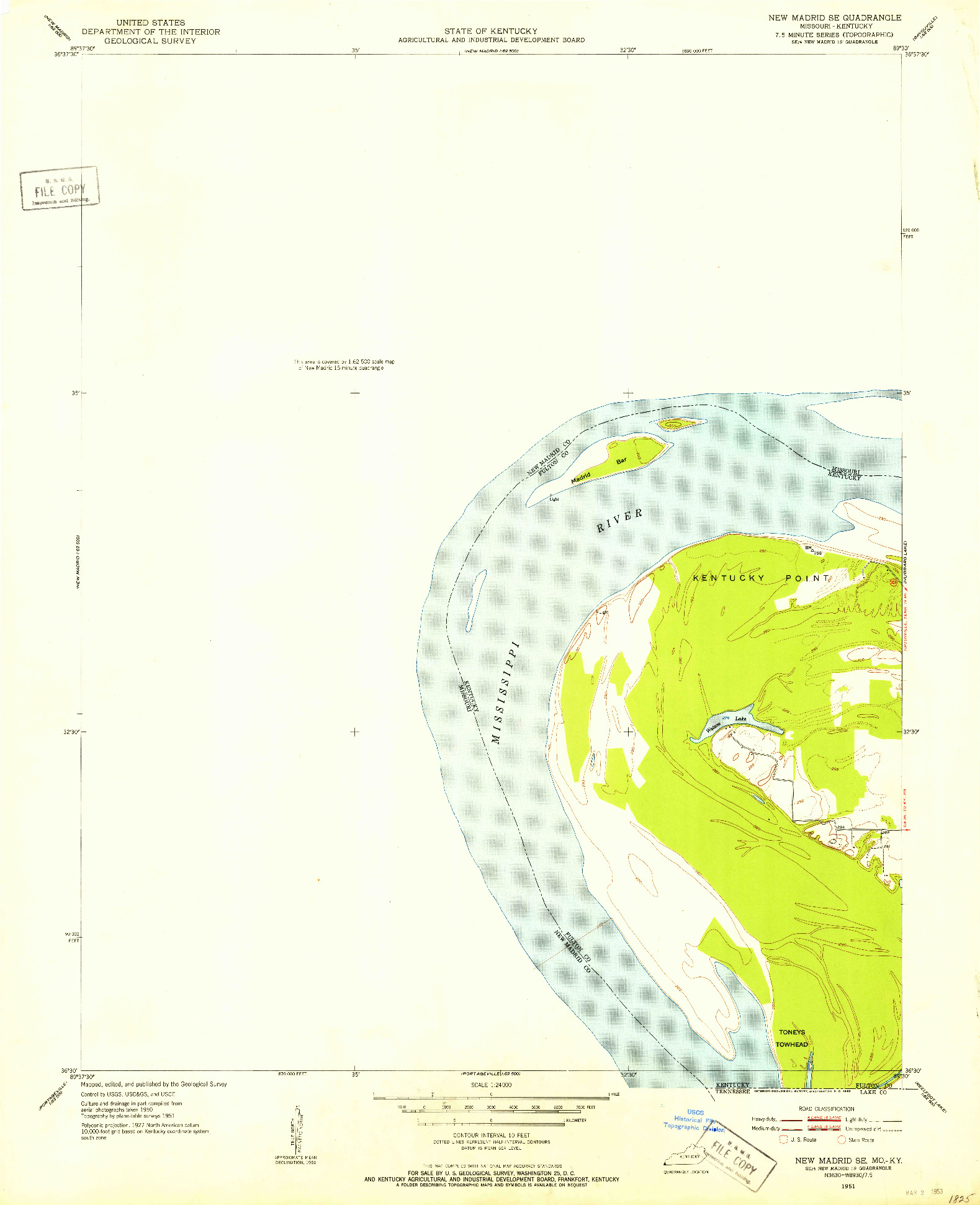 USGS 1:24000-SCALE QUADRANGLE FOR NEW MADRID SE, MO 1951