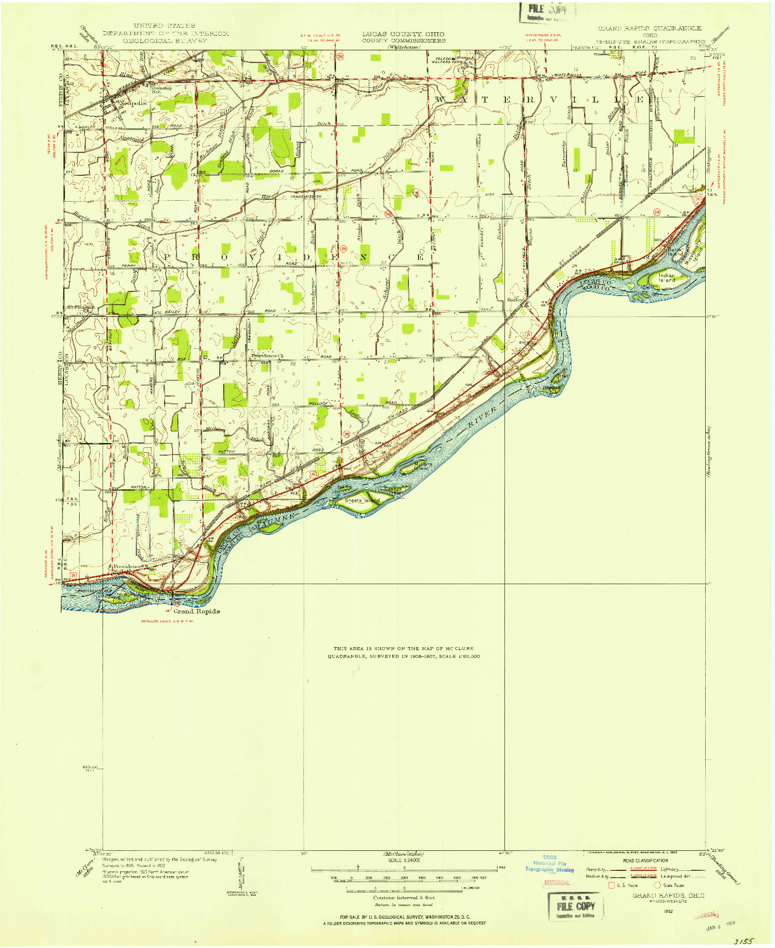 USGS 1:24000-SCALE QUADRANGLE FOR GRAND RAPIDS, OH 1952