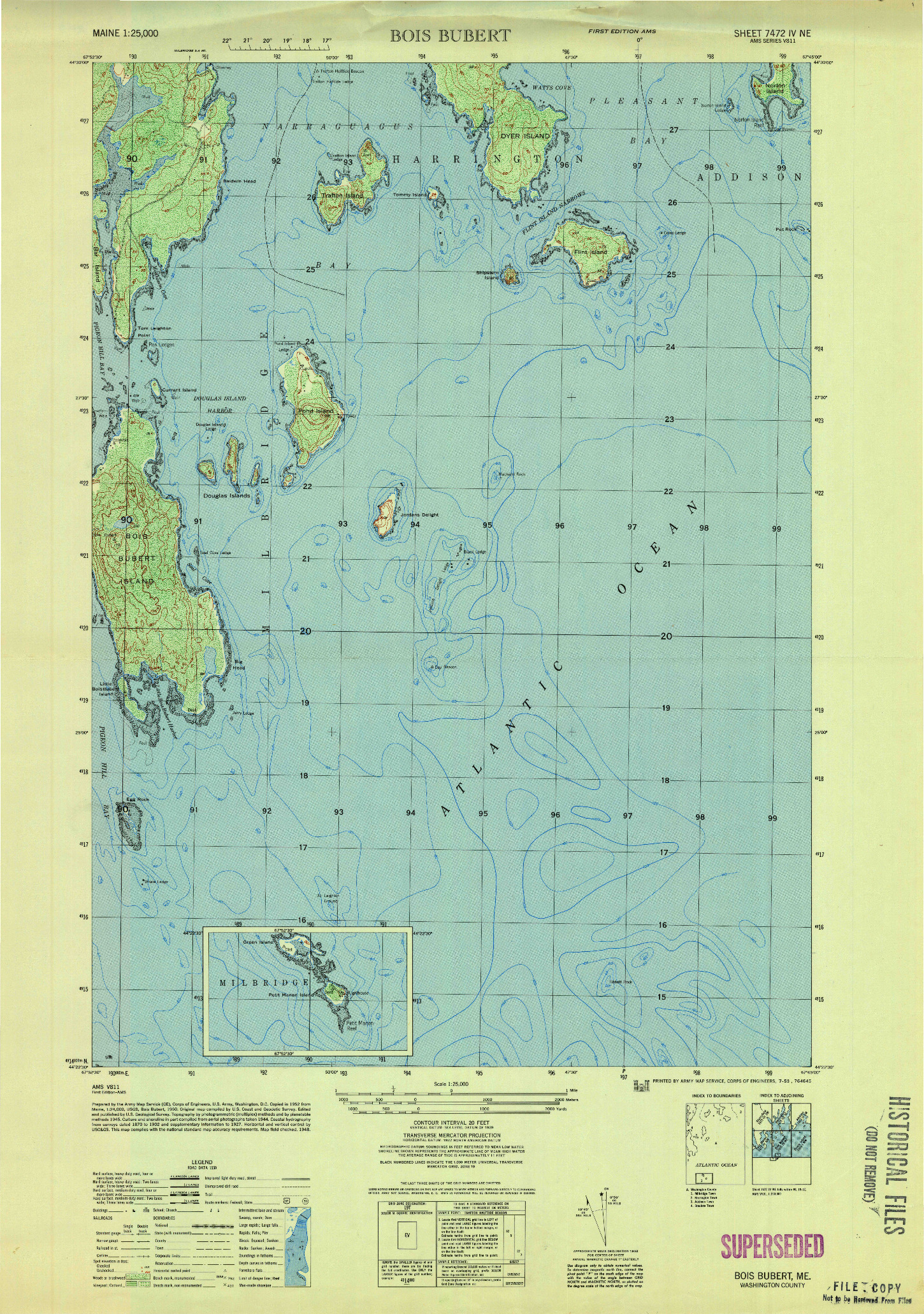 USGS 1:25000-SCALE QUADRANGLE FOR BOIS BUBERT, ME 1953