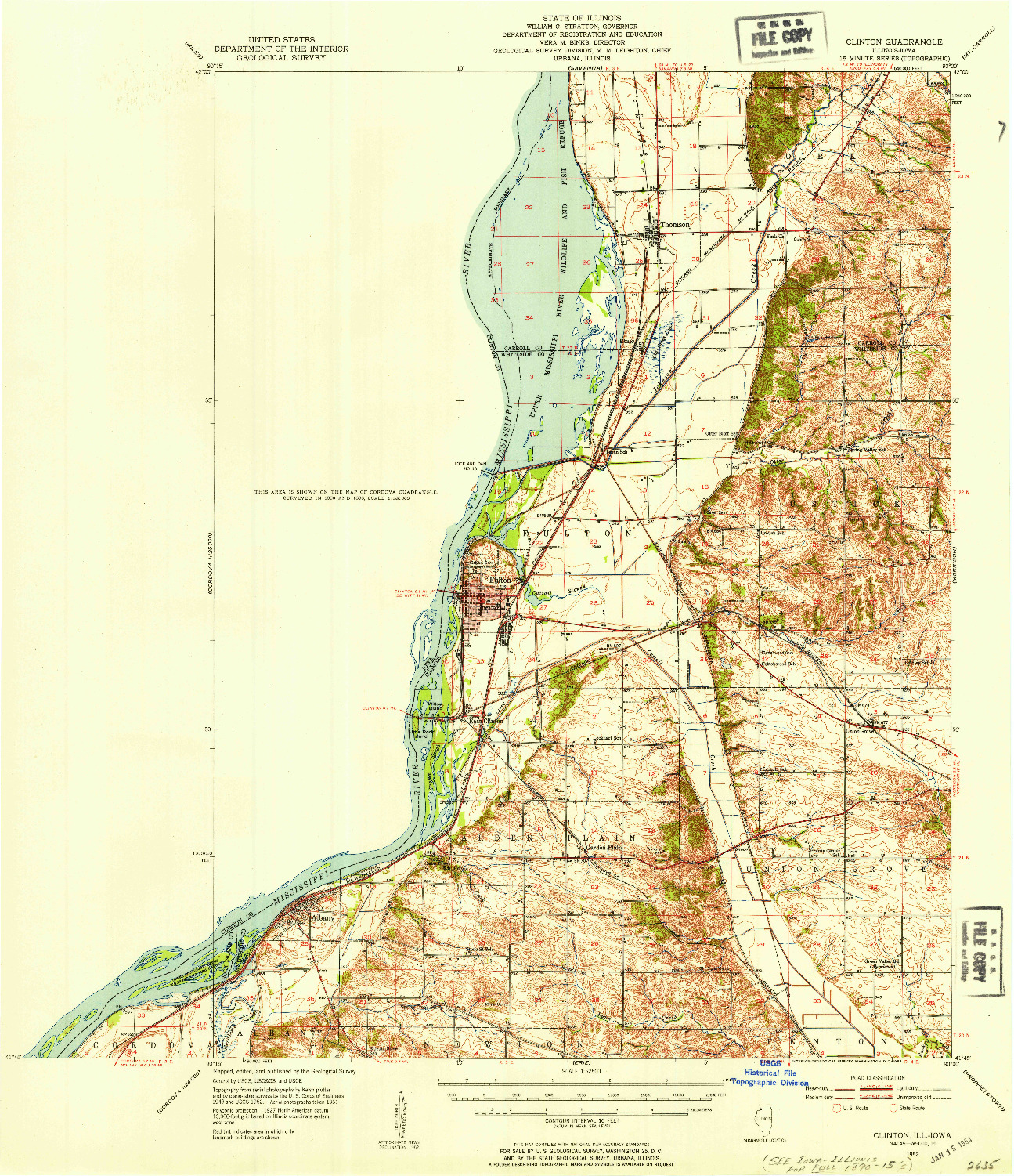 USGS 1:62500-SCALE QUADRANGLE FOR CLINTON, IL 1952