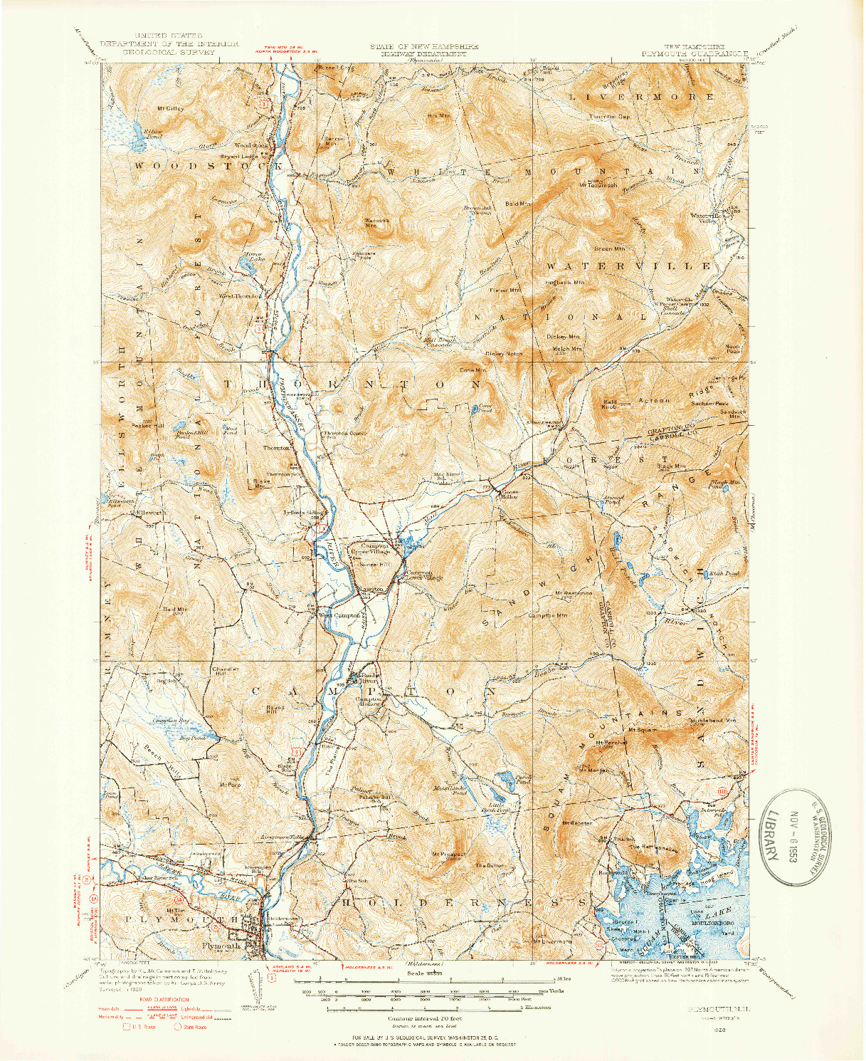 USGS 1:62500-SCALE QUADRANGLE FOR PLYMOUTH, NH 1928