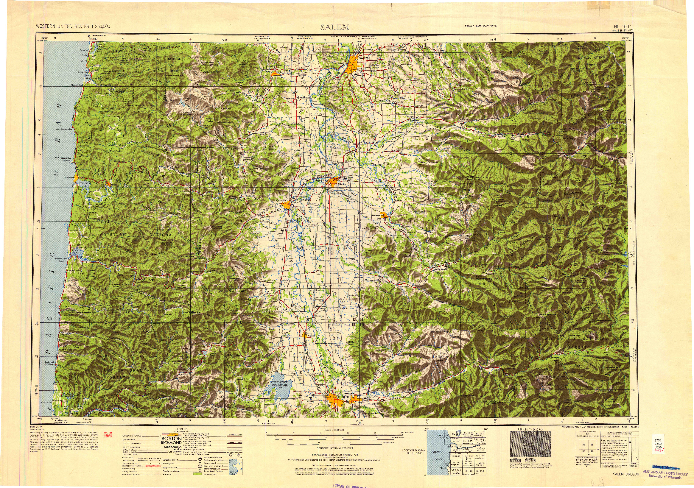 USGS 1:250000-SCALE QUADRANGLE FOR SALEM, OR 1953