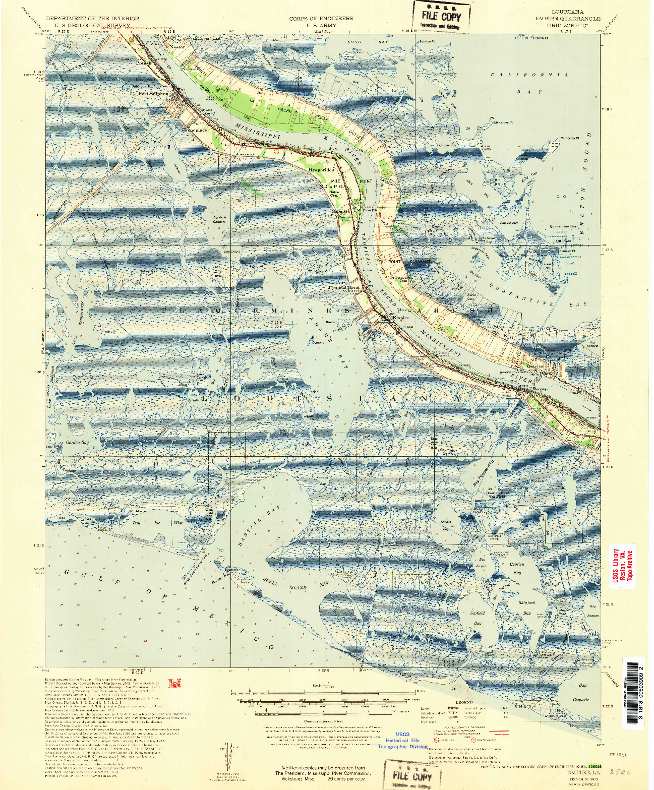 USGS 1:62500-SCALE QUADRANGLE FOR EMPIRE, LA 1953