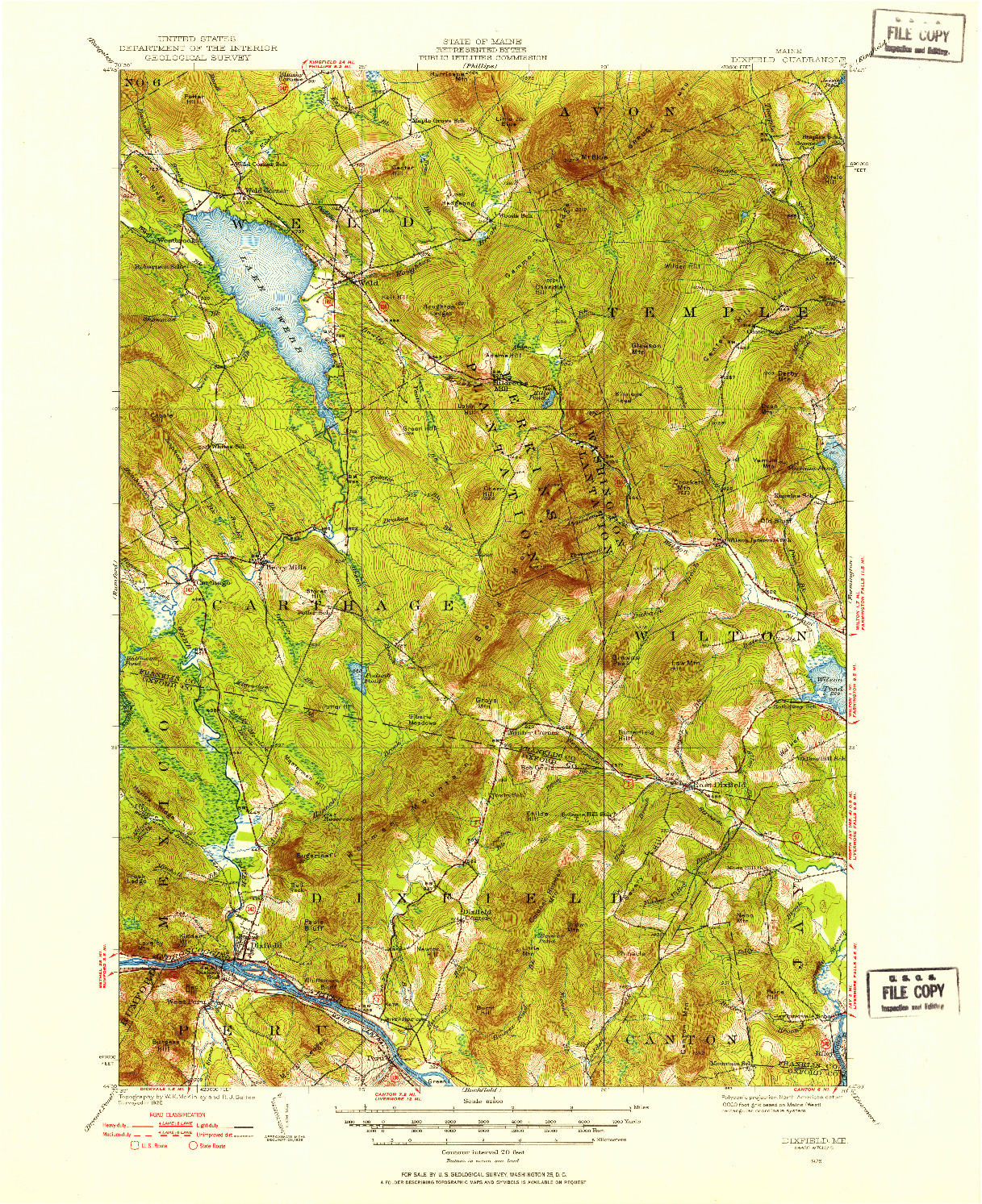 USGS 1:62500-SCALE QUADRANGLE FOR DIXFIELD, ME 1926