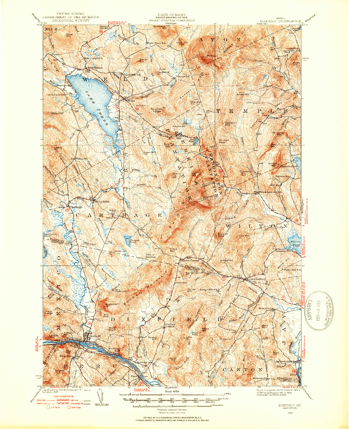 USGS 1:62500-SCALE QUADRANGLE FOR DIXFIELD, ME 1926