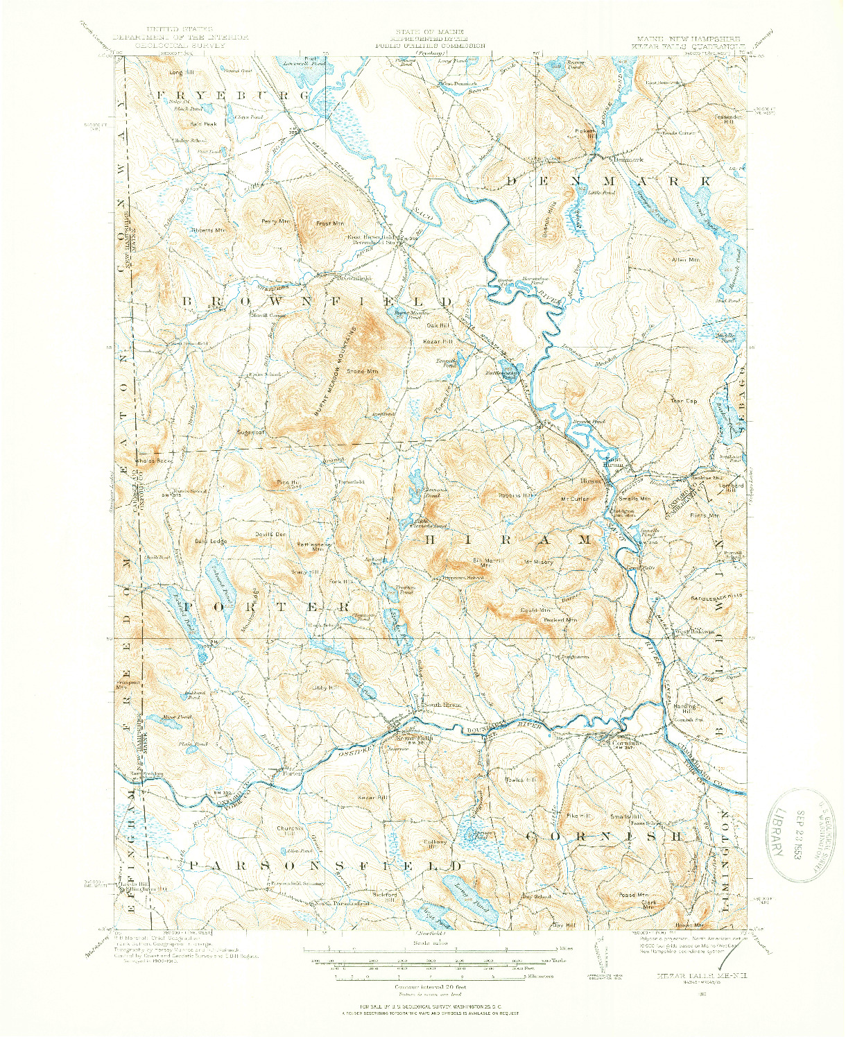 USGS 1:62500-SCALE QUADRANGLE FOR KEZAR FALLS, ME 1910