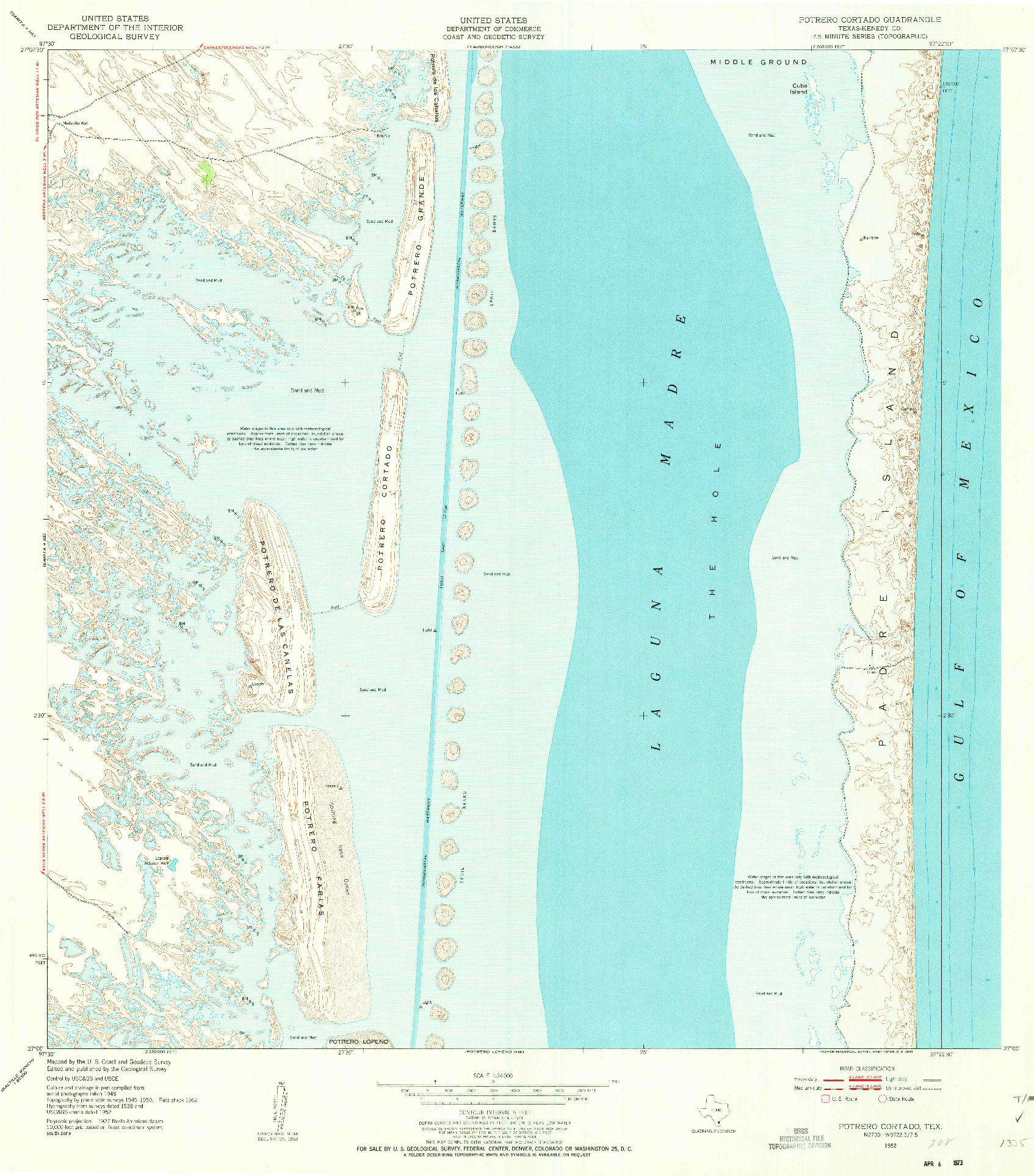 USGS 1:24000-SCALE QUADRANGLE FOR POTRERO CORTADO, TX 1952