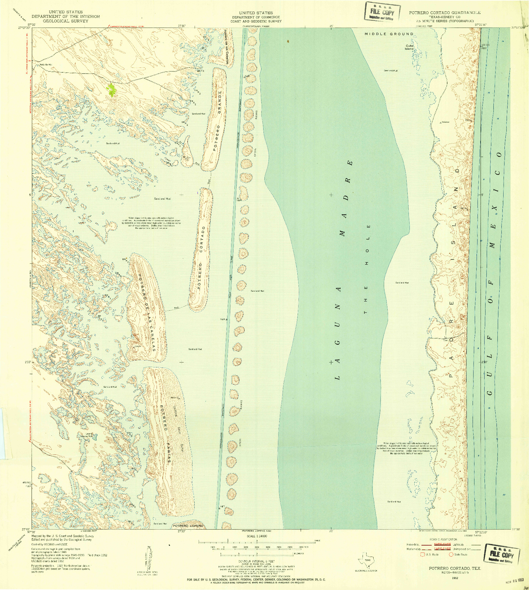 USGS 1:24000-SCALE QUADRANGLE FOR POTRERO CORTADO, TX 1952