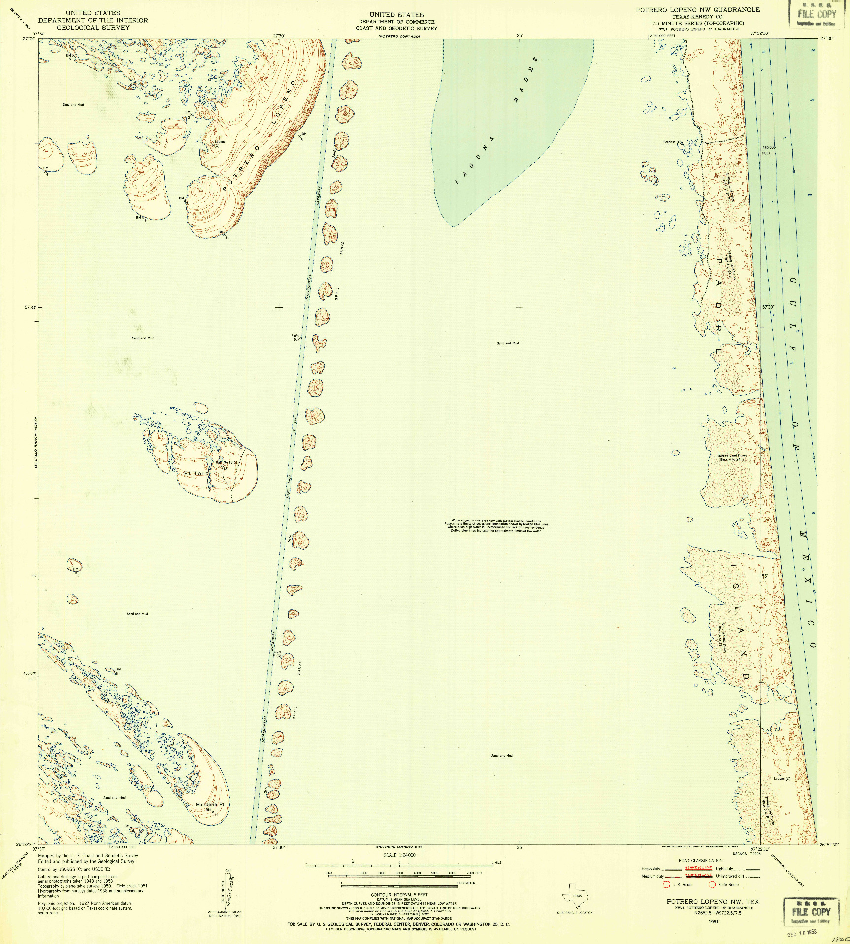 USGS 1:24000-SCALE QUADRANGLE FOR POTRERO LOPENO NW, TX 1951