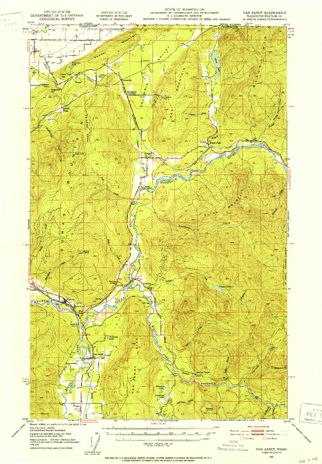 USGS 1:62500-SCALE QUADRANGLE FOR VAN ZANDT, WA 1951
