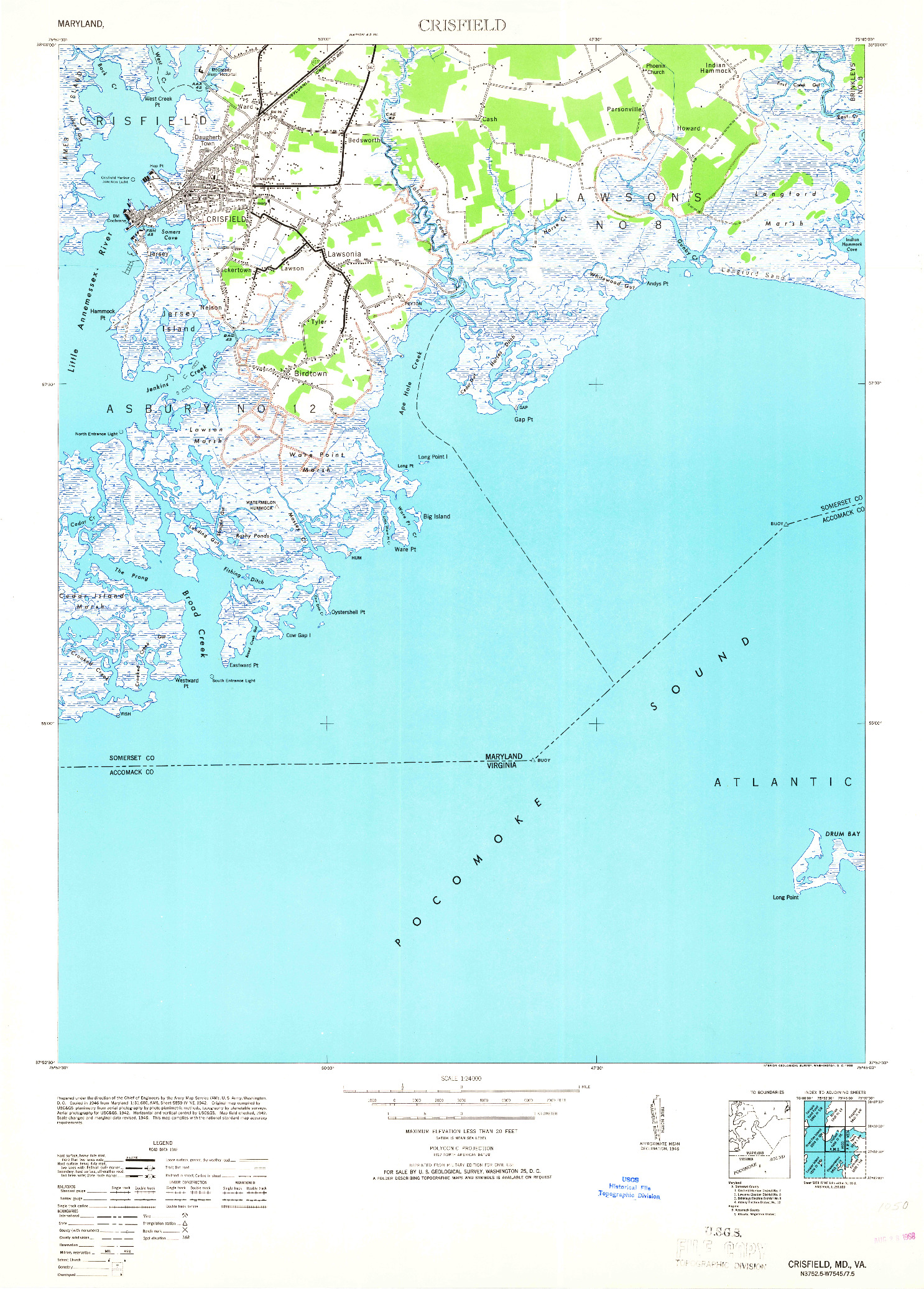 USGS 1:24000-SCALE QUADRANGLE FOR CRISFIELD, MD 1953