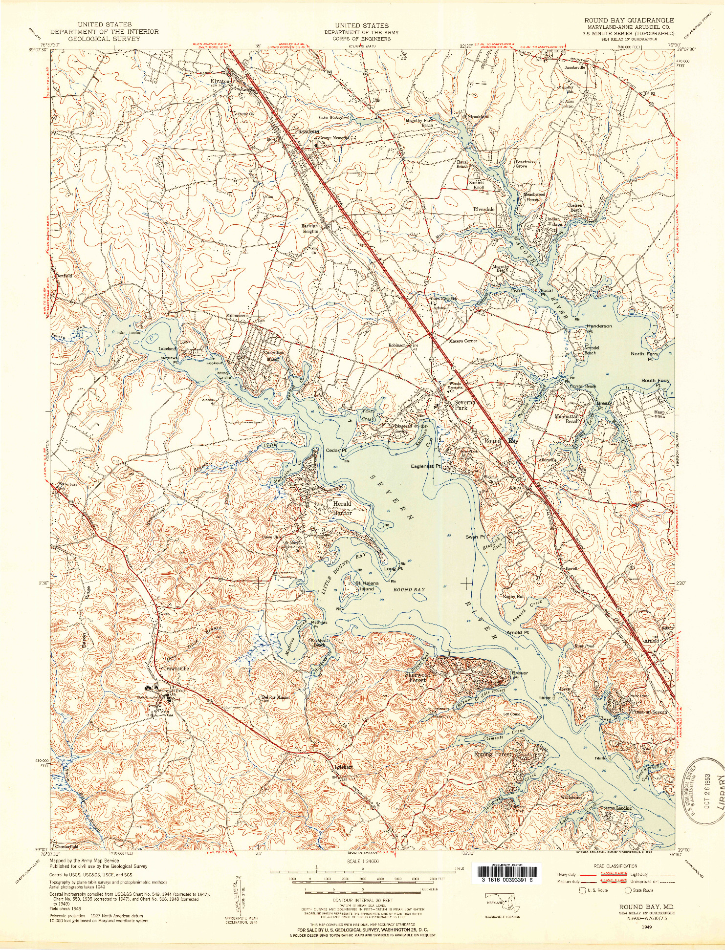 USGS 1:24000-SCALE QUADRANGLE FOR ROUND BAY, MD 1949