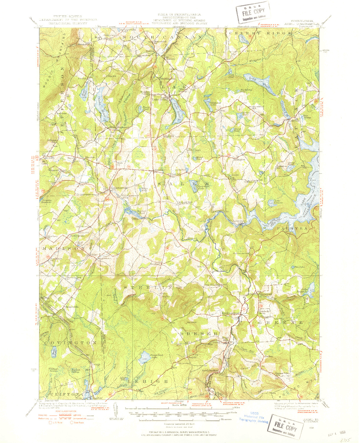 USGS 1:62500-SCALE QUADRANGLE FOR ARIEL, PA 1928