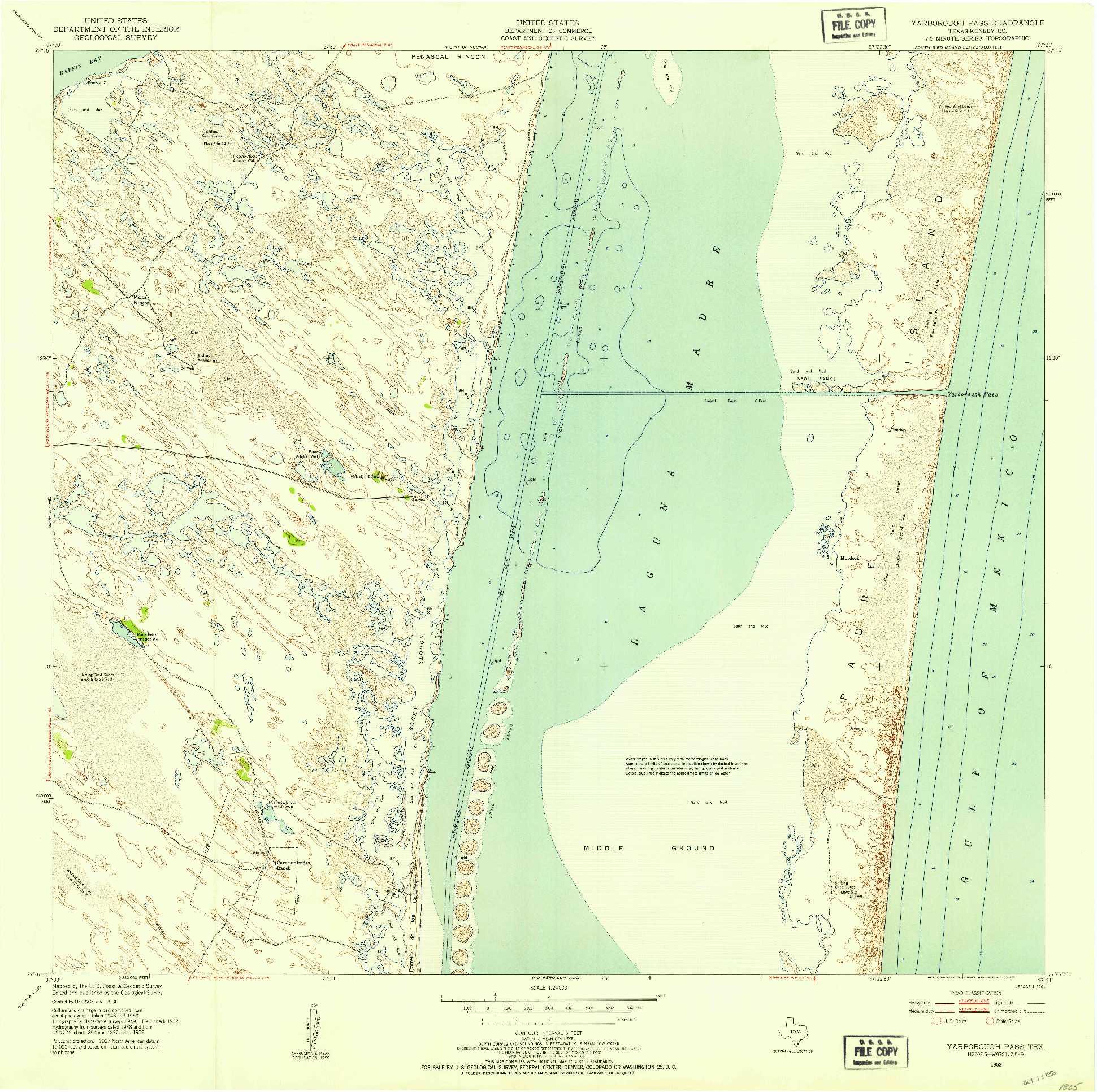 USGS 1:24000-SCALE QUADRANGLE FOR YARBOROUGH PASS, TX 1952