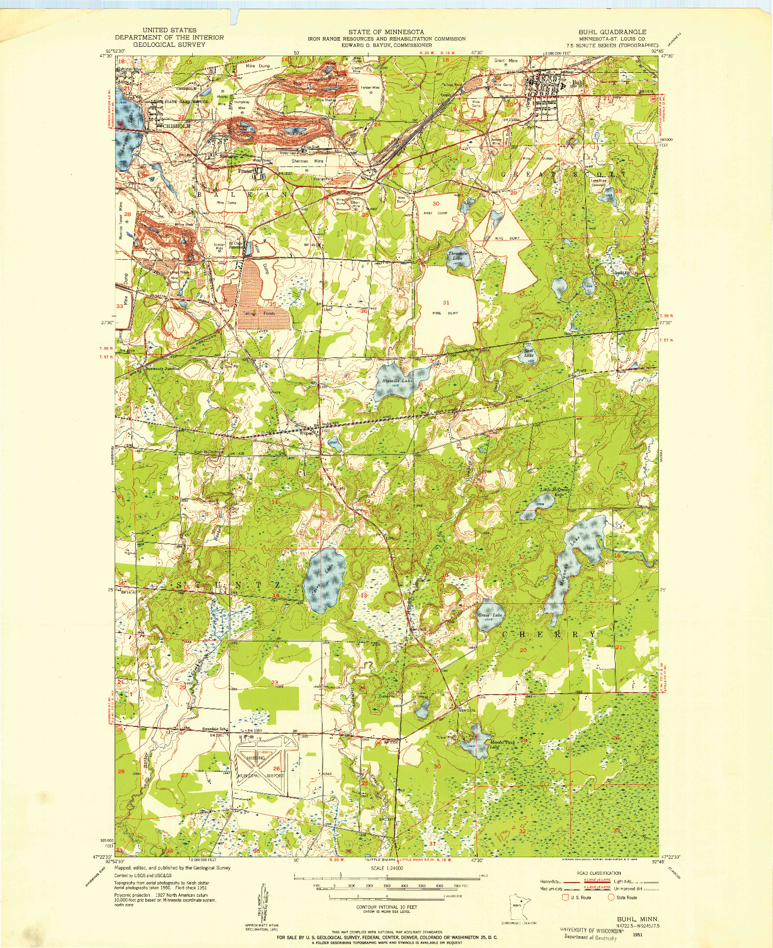 USGS 1:24000-SCALE QUADRANGLE FOR BUHL, MN 1951