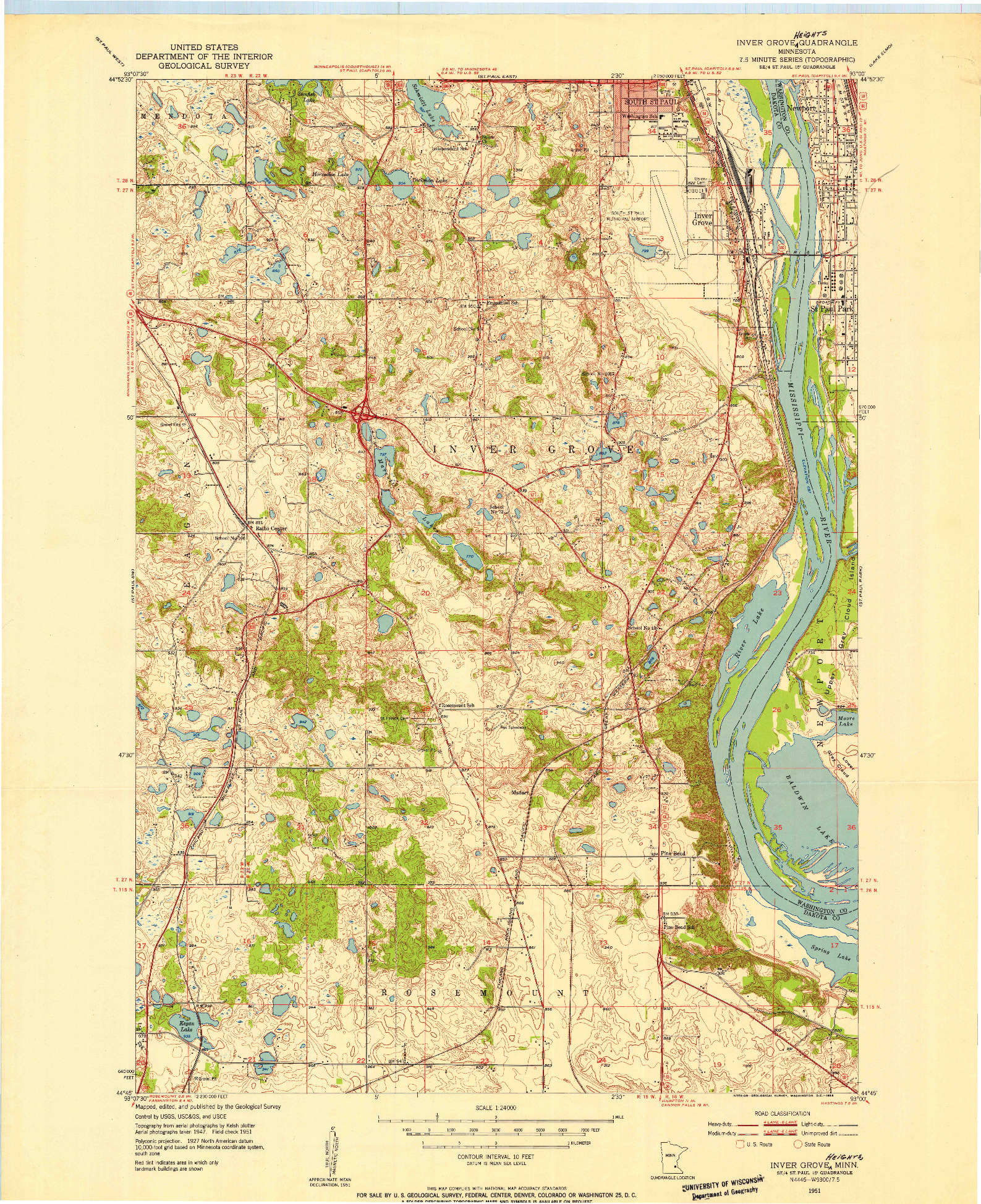 USGS 1:24000-SCALE QUADRANGLE FOR INVER GROVE HEIGHTS, MN 1951