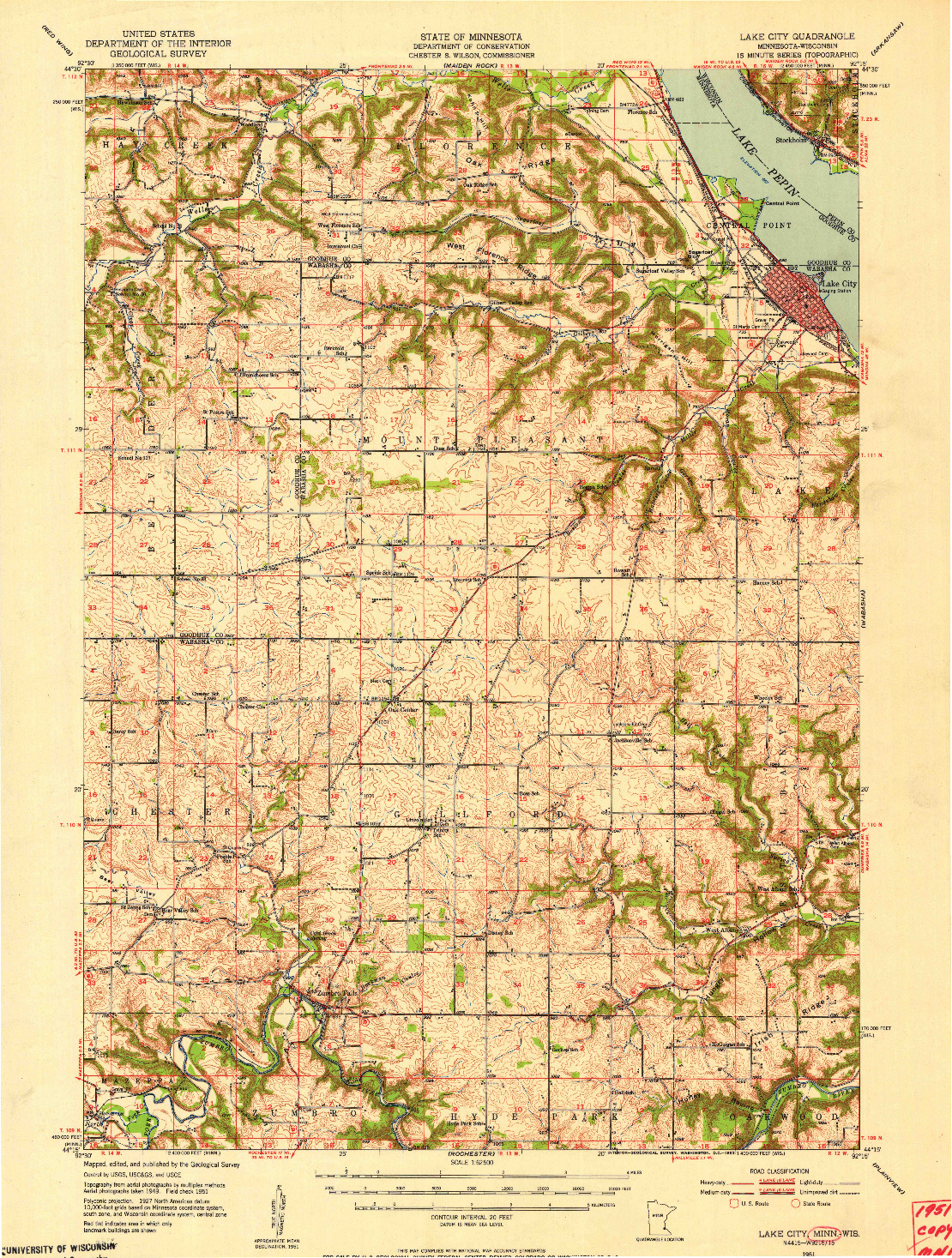 USGS 1:62500-SCALE QUADRANGLE FOR LAKE CITY, MN 1951