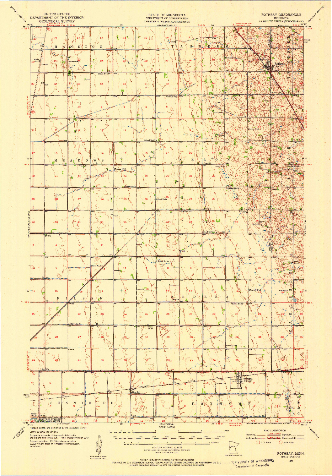 USGS 1:62500-SCALE QUADRANGLE FOR ROTHSAY, MN 1951