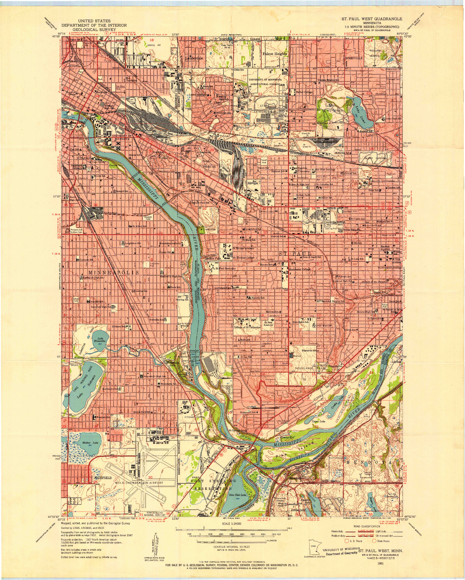 USGS 1:24000-SCALE QUADRANGLE FOR ST. PAUL WEST, MN 1951