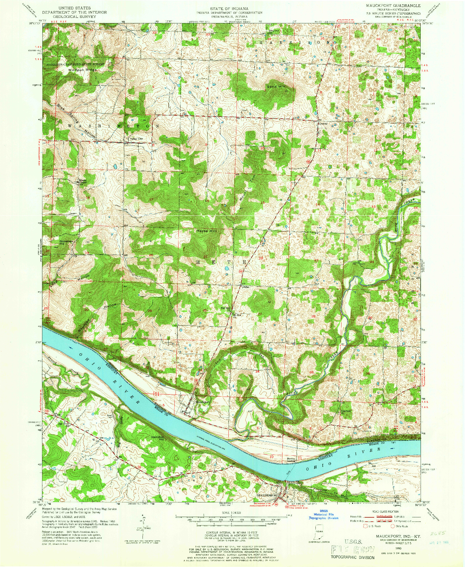 USGS 1:24000-SCALE QUADRANGLE FOR MAUCKPORT, IN 1950