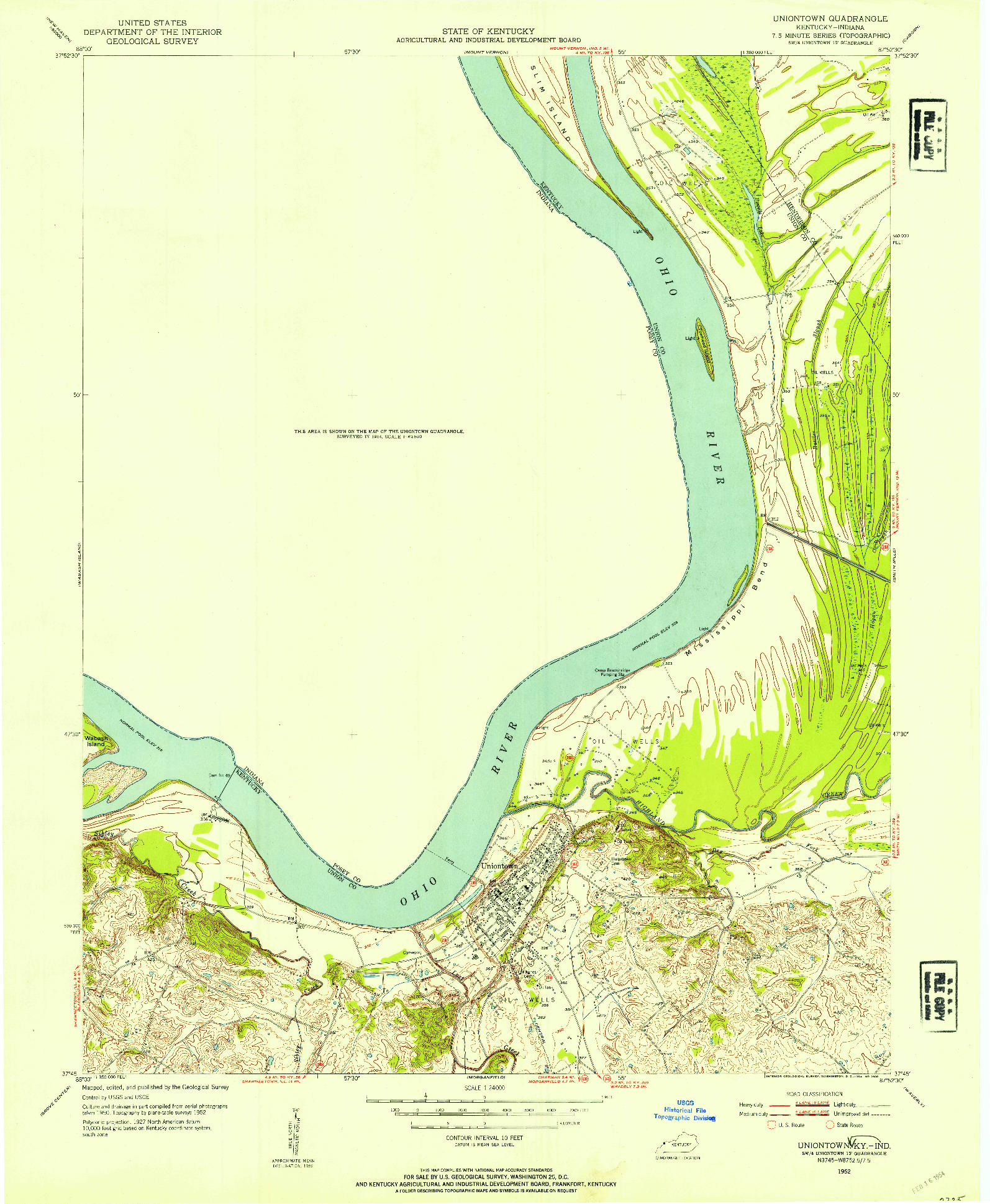 USGS 1:24000-SCALE QUADRANGLE FOR UNIONTOWN, IN 1952