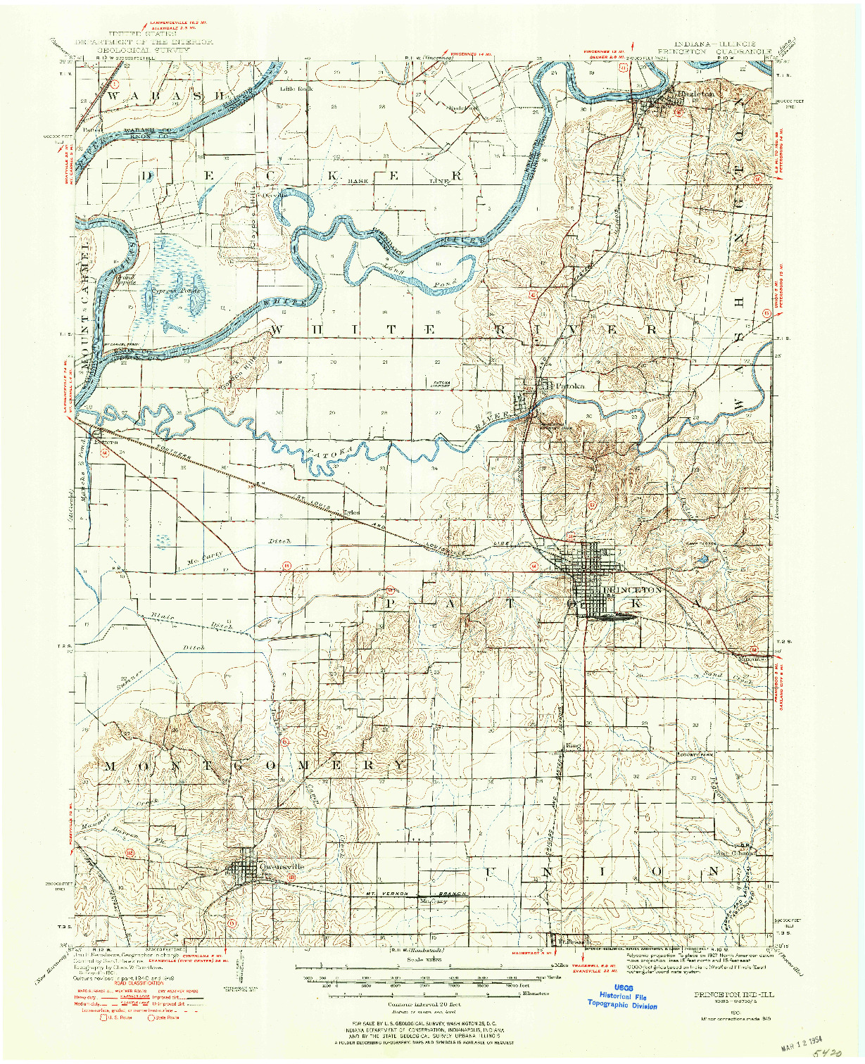 USGS 1:62500-SCALE QUADRANGLE FOR PRINCETON, IN 1901