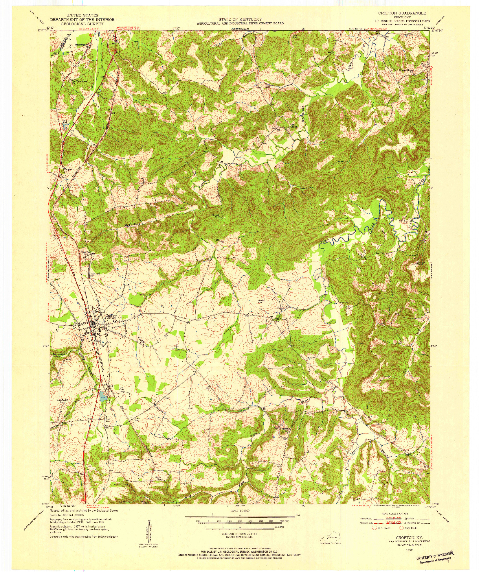 USGS 1:24000-SCALE QUADRANGLE FOR CROFTON, KY 1952