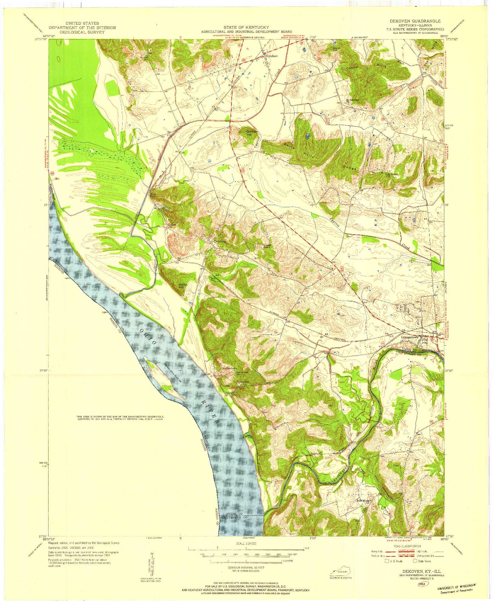 USGS 1:24000-SCALE QUADRANGLE FOR DEKOVEN, KY 1953