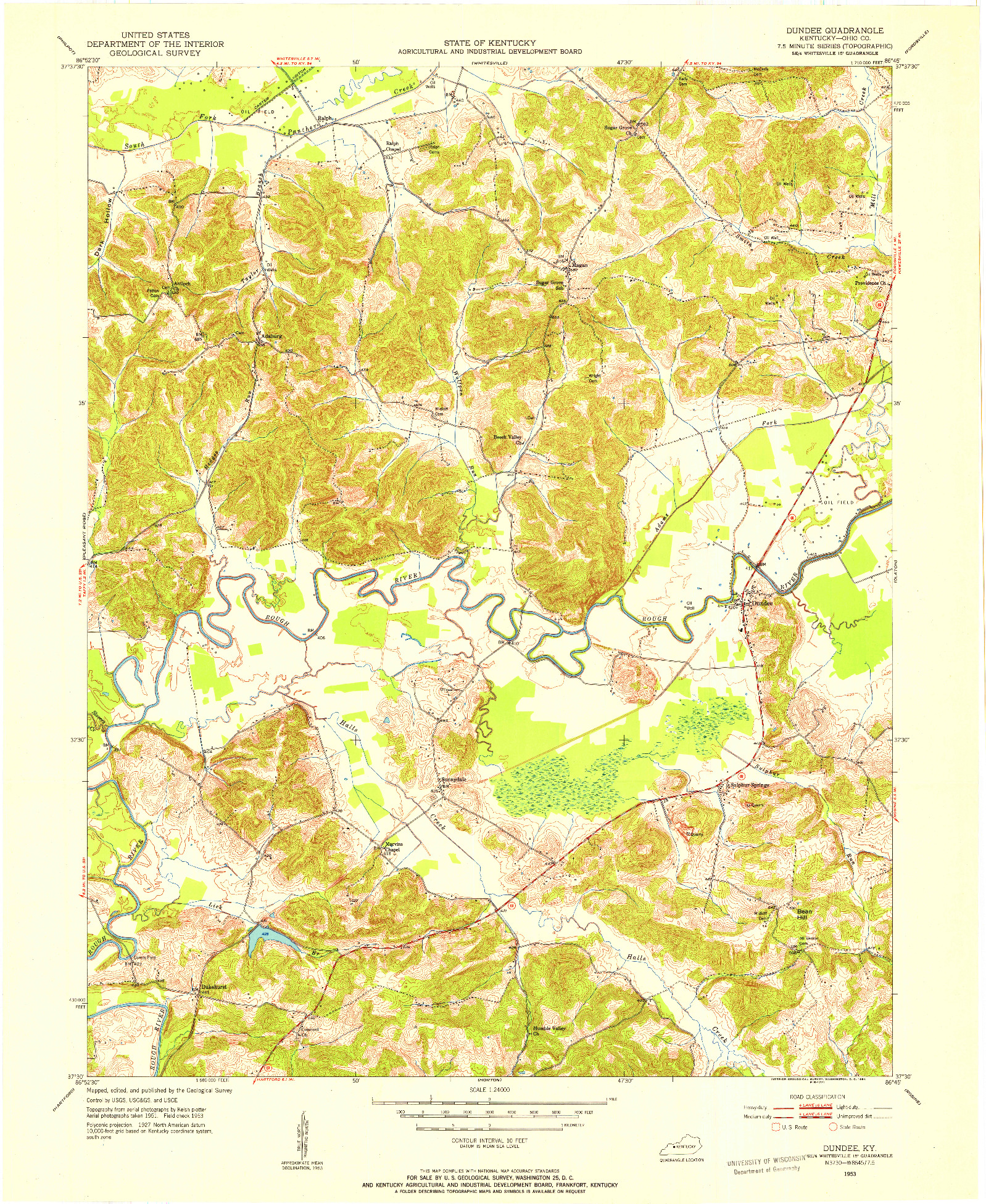 USGS 1:24000-SCALE QUADRANGLE FOR DUNDEE, KY 1953