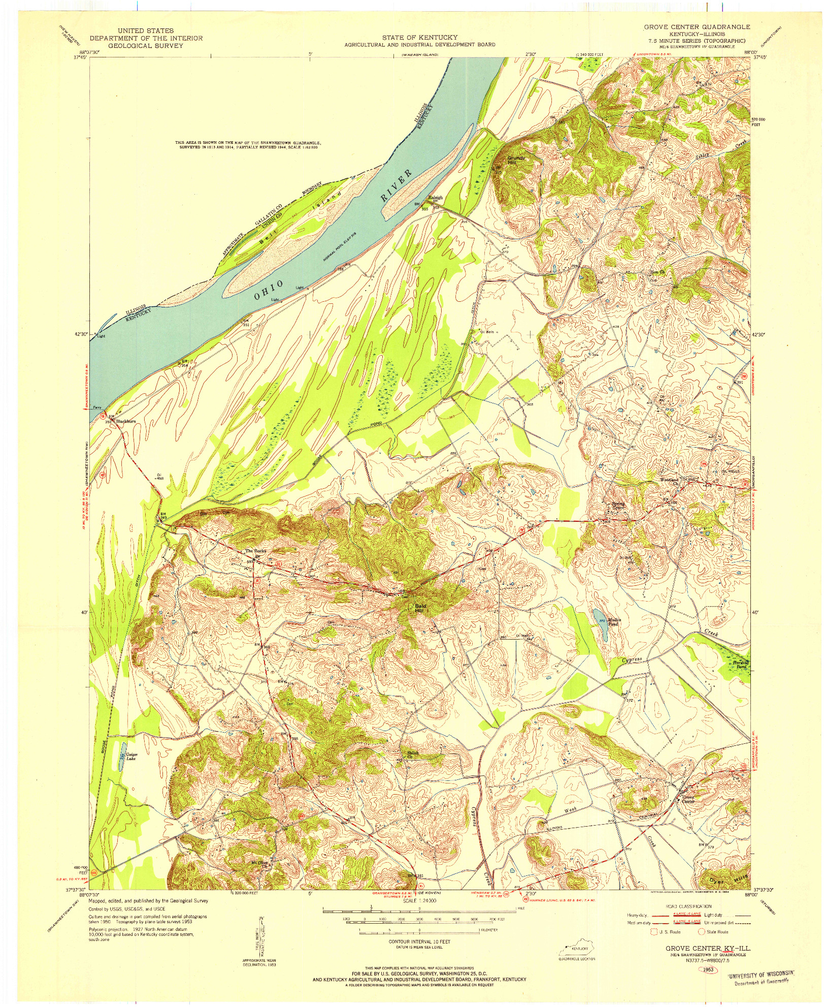 USGS 1:24000-SCALE QUADRANGLE FOR GROVE CENTER, KY 1953