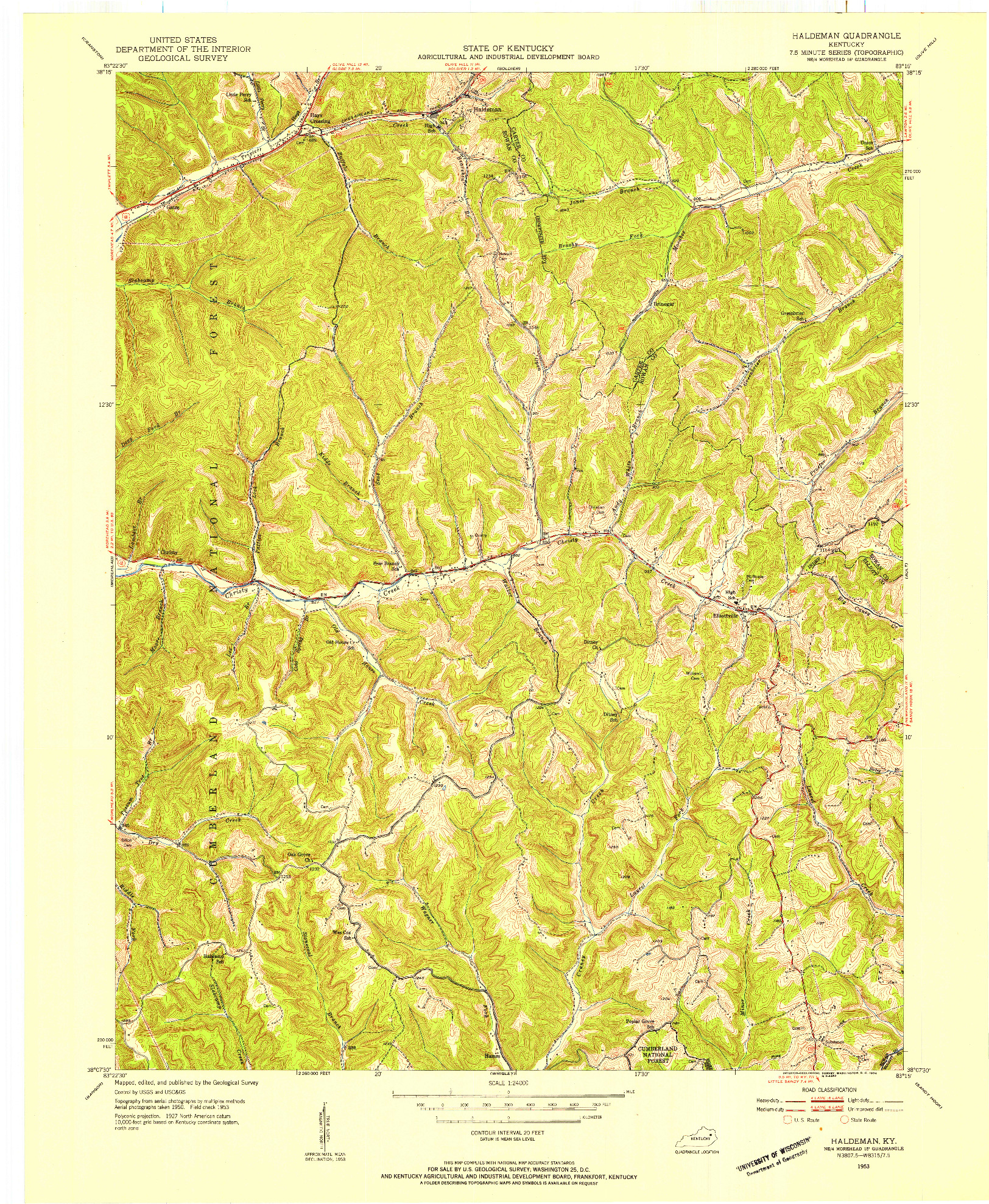 USGS 1:24000-SCALE QUADRANGLE FOR HALDEMAN, KY 1953