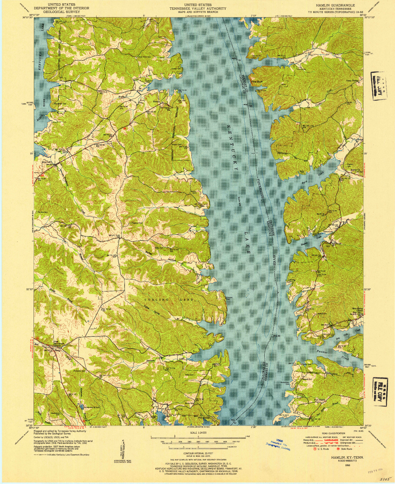 USGS 1:24000-SCALE QUADRANGLE FOR HAMLIN, KY 1950