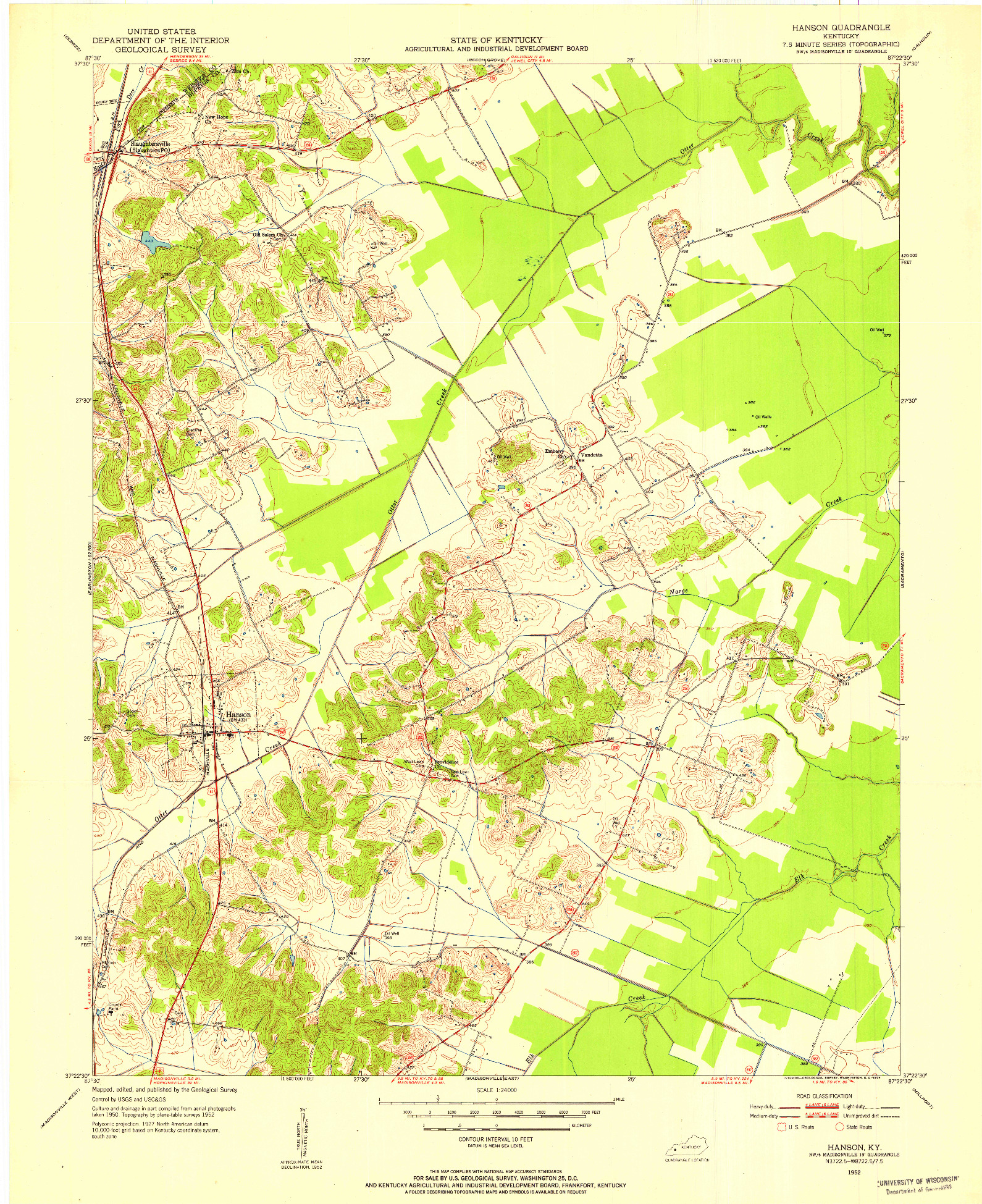 USGS 1:24000-SCALE QUADRANGLE FOR HANSON, KY 1952