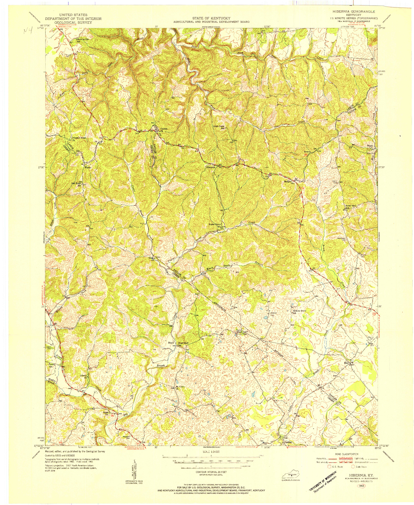 USGS 1:24000-SCALE QUADRANGLE FOR HIBERNIA, KY 1953