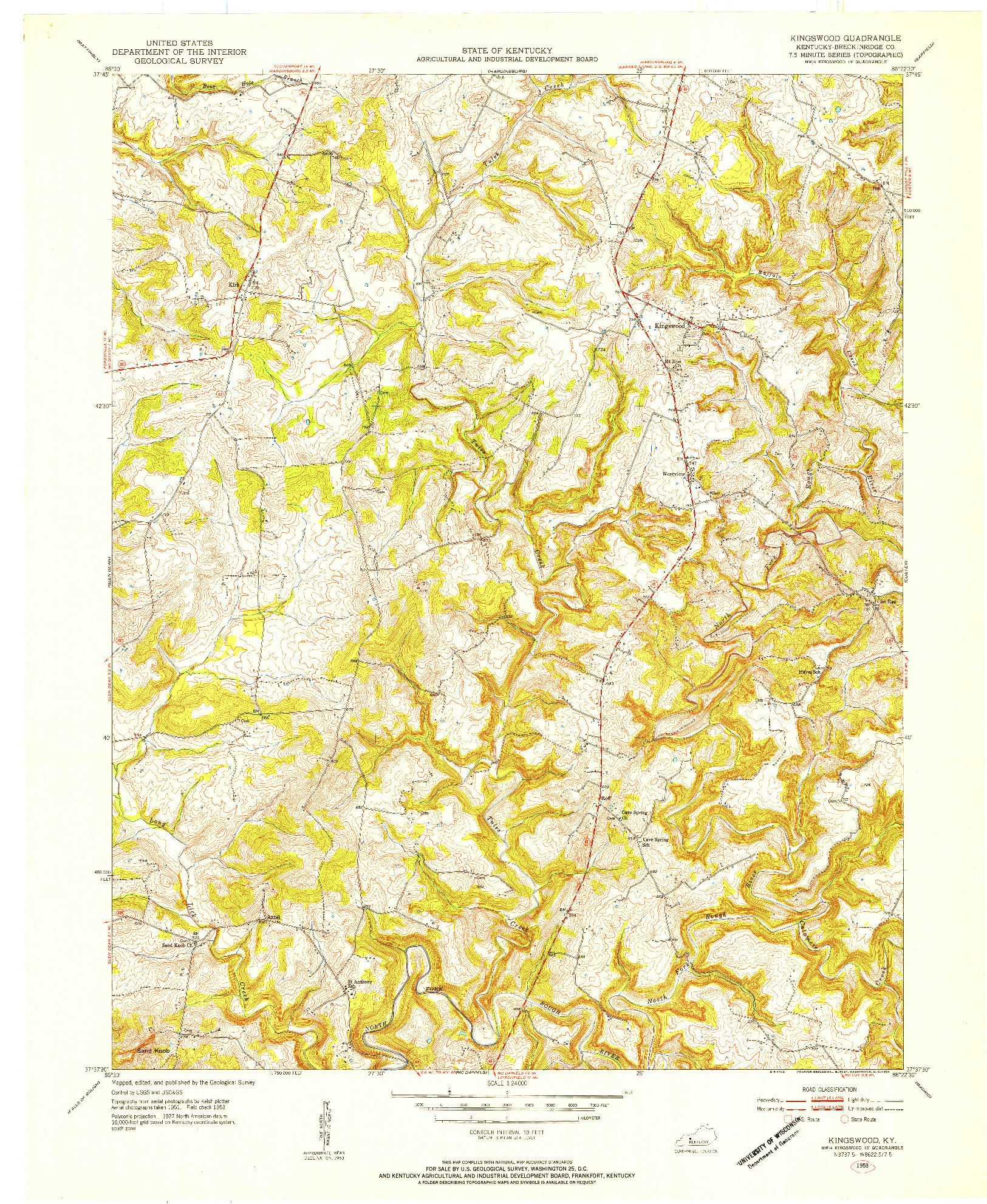 USGS 1:24000-SCALE QUADRANGLE FOR KINGSWOOD, KY 1953