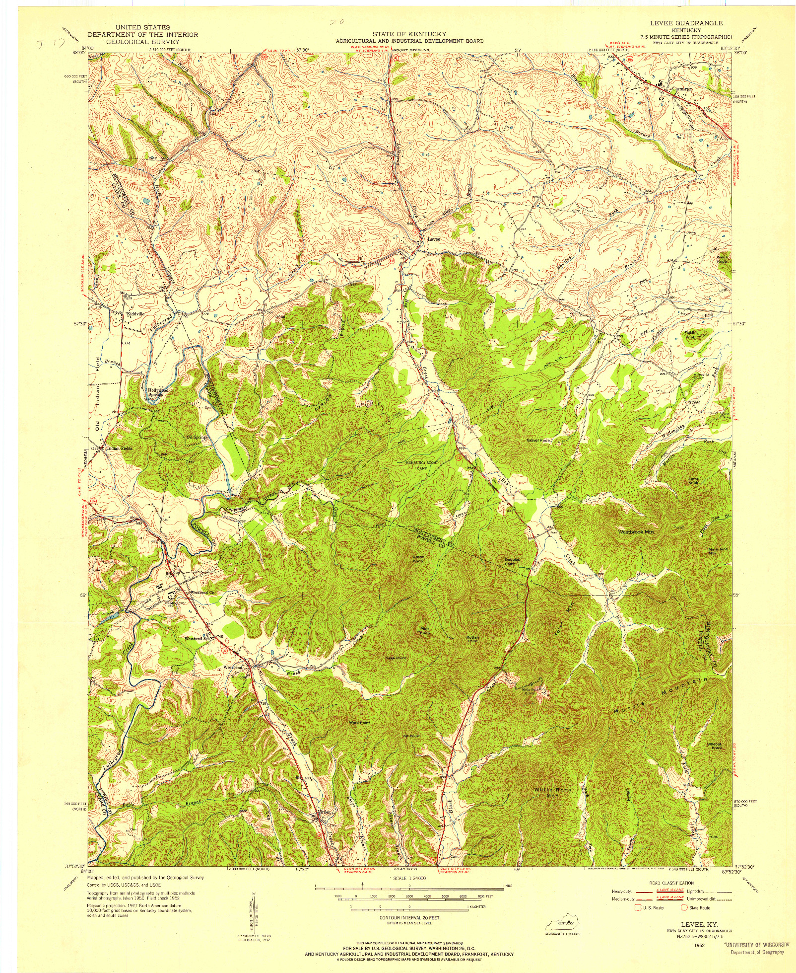 USGS 1:24000-SCALE QUADRANGLE FOR LEVEE, KY 1950