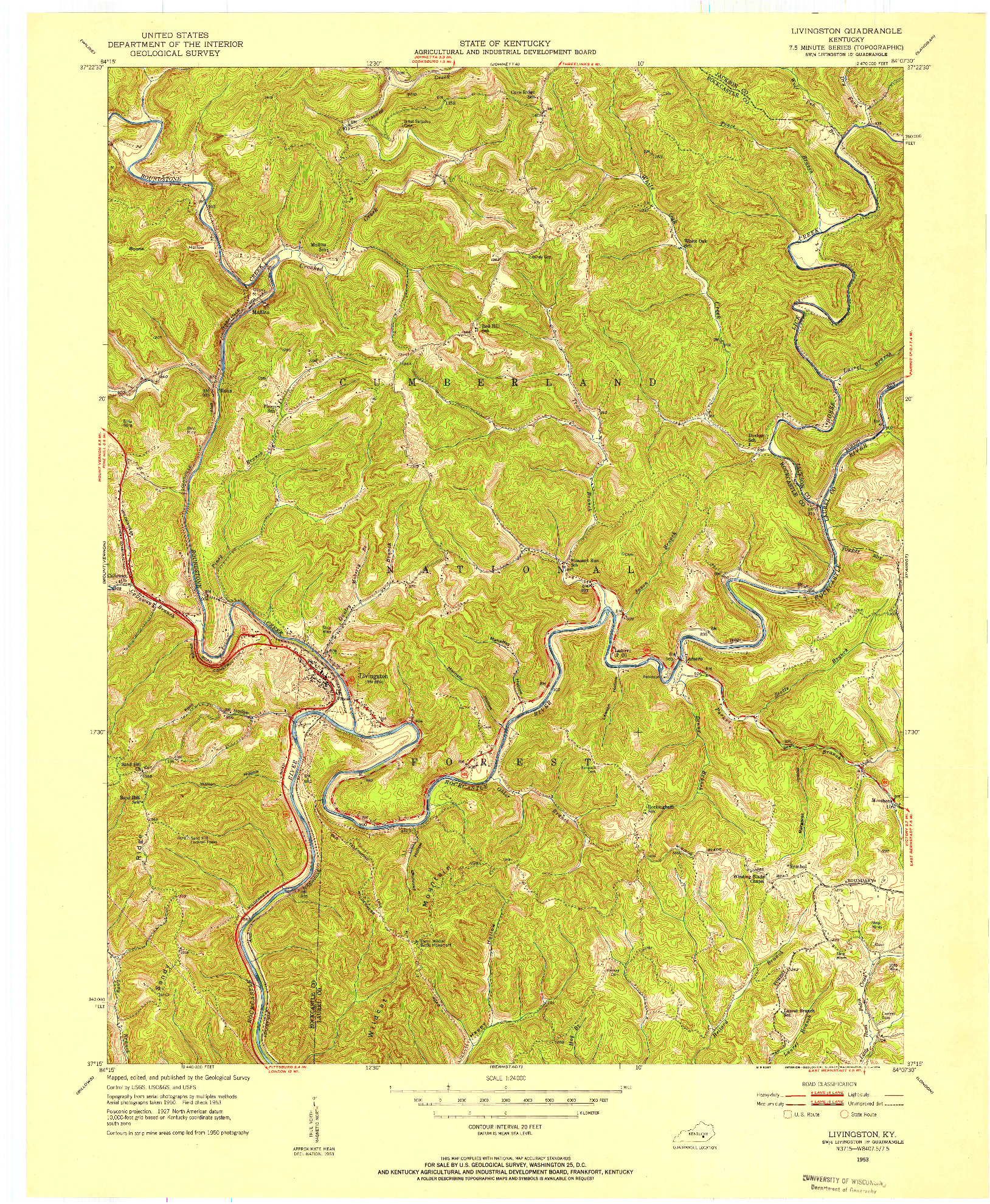 USGS 1:24000-SCALE QUADRANGLE FOR LIVINGSTON, KY 1953