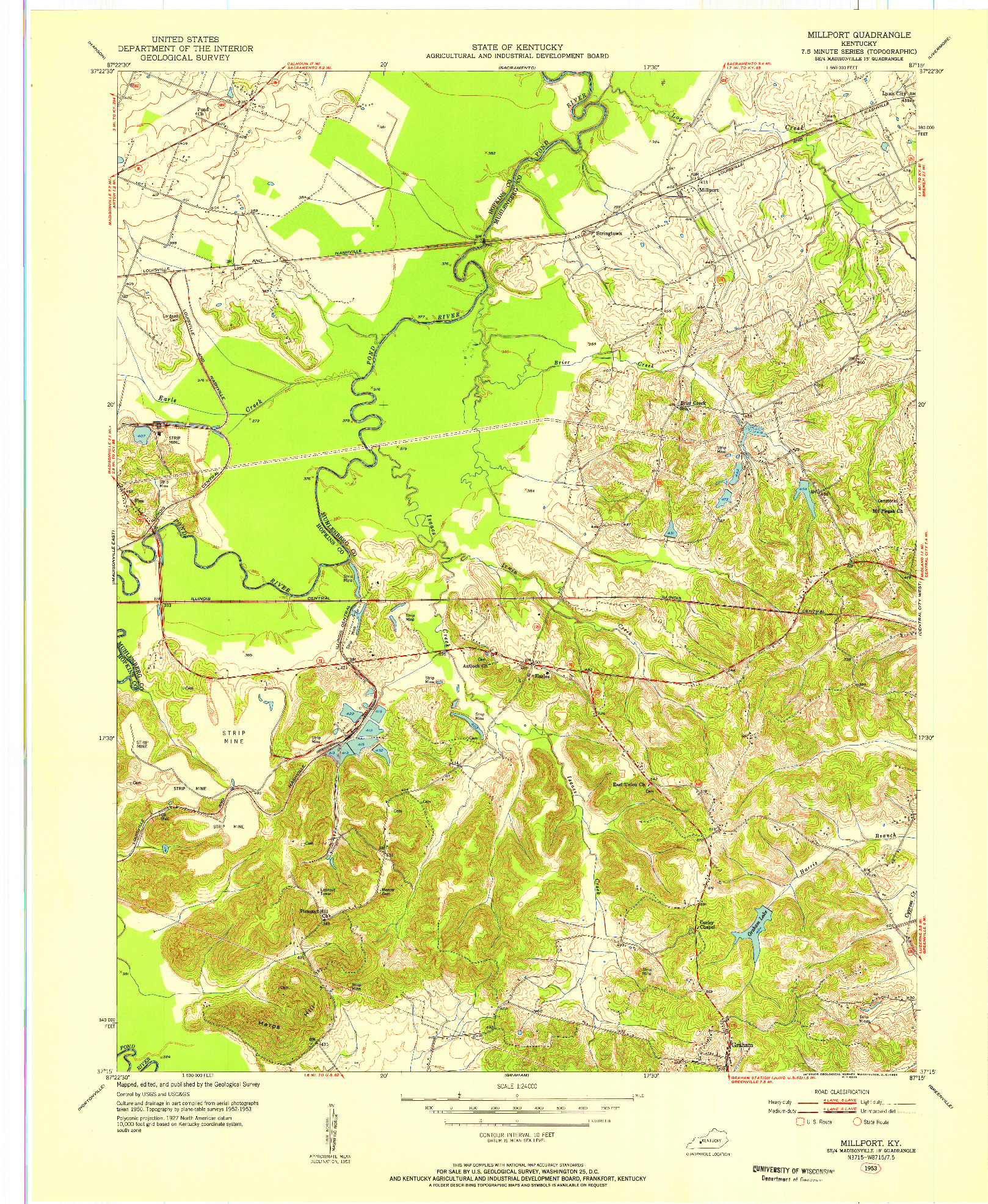 USGS 1:24000-SCALE QUADRANGLE FOR MILLPORT, KY 1953