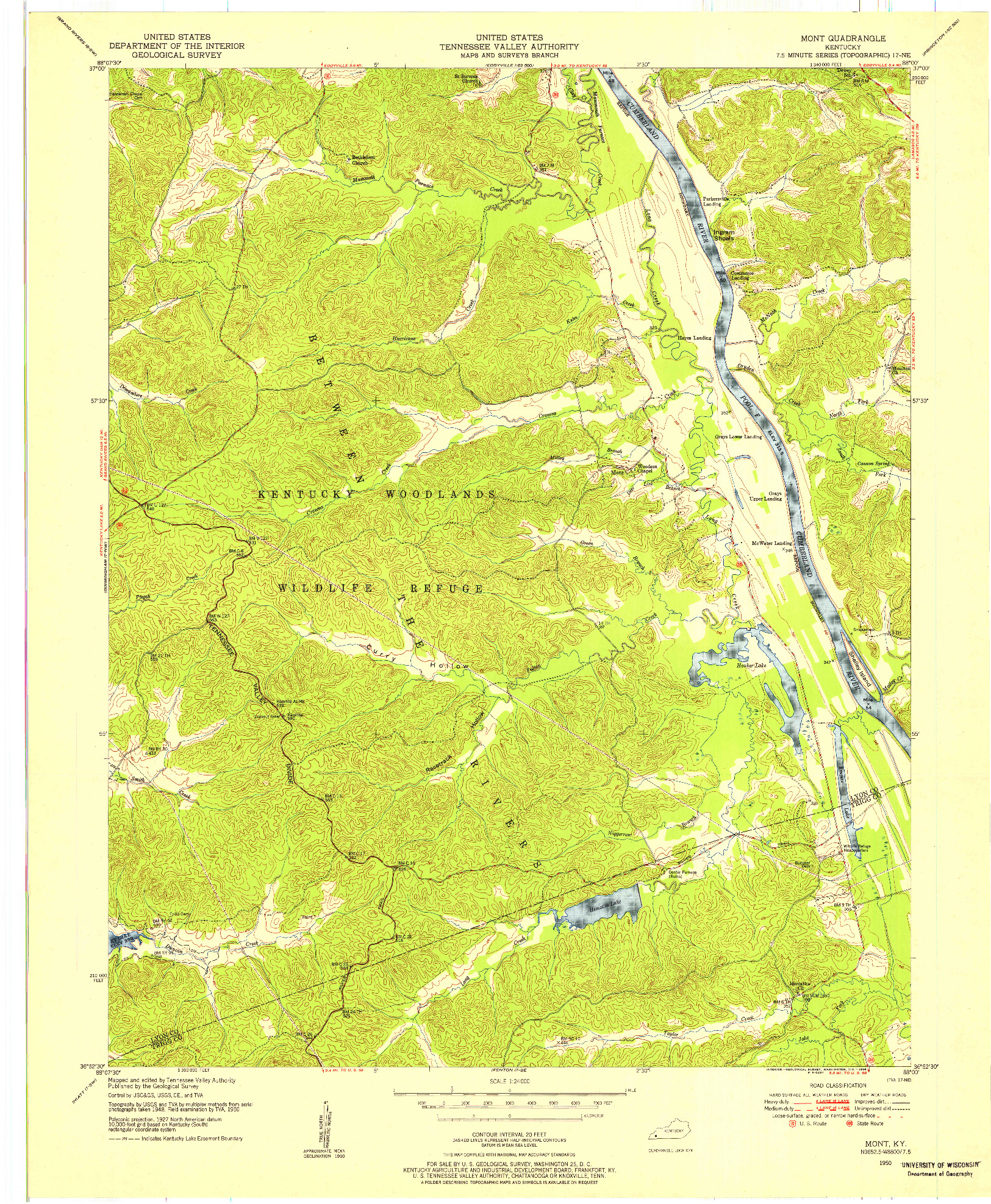 USGS 1:24000-SCALE QUADRANGLE FOR MONT, KY 1950