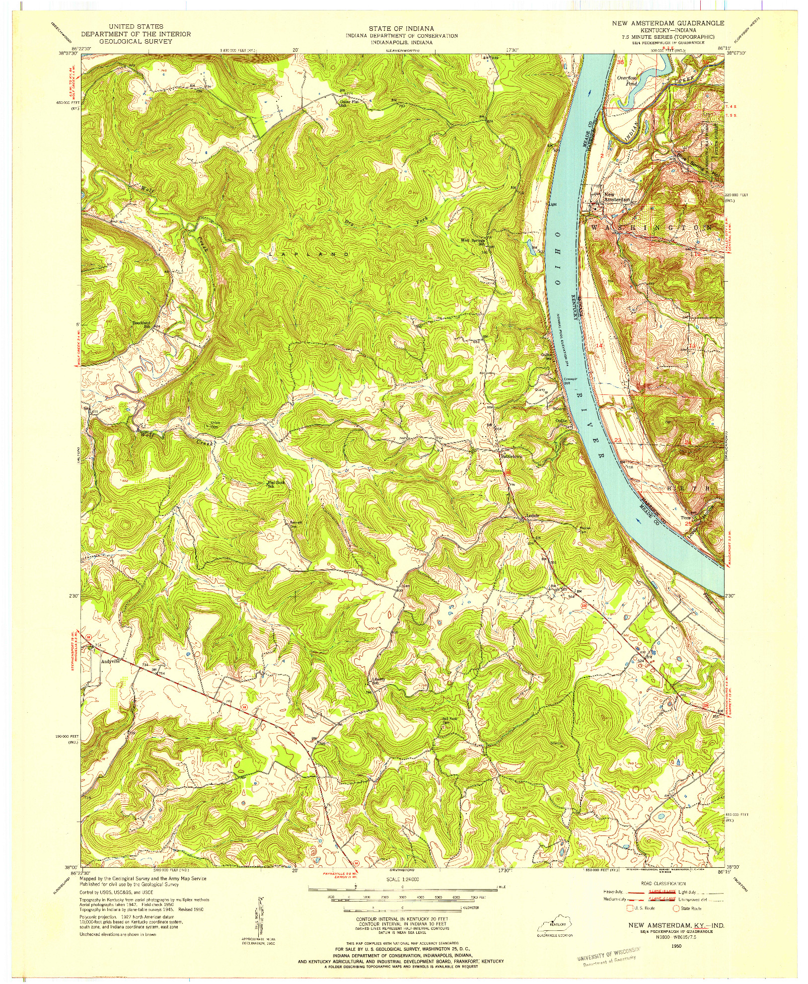USGS 1:24000-SCALE QUADRANGLE FOR NEW AMSTERDAM, KY 1950
