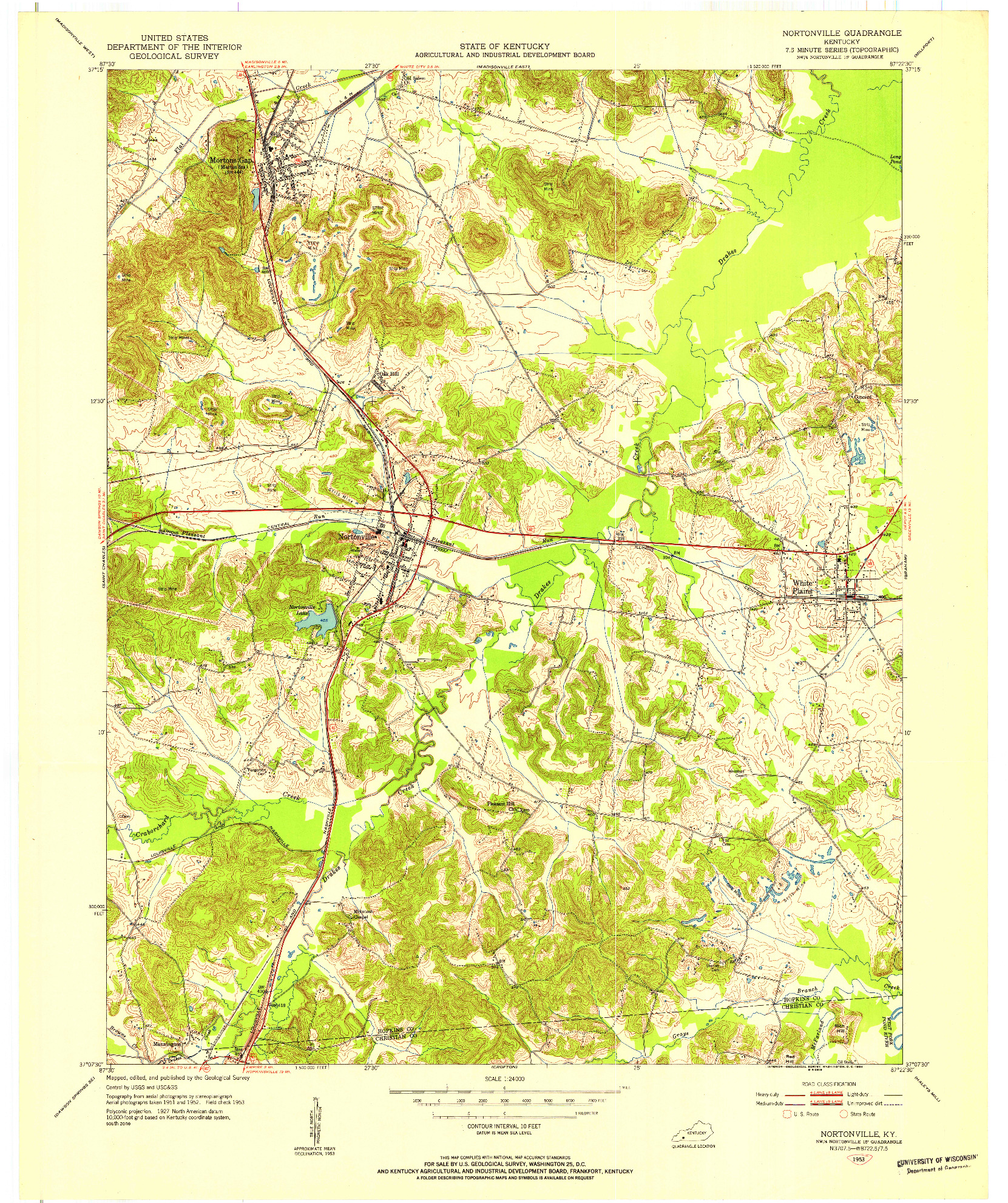 USGS 1:24000-SCALE QUADRANGLE FOR NORTONVILLE, KY 1953