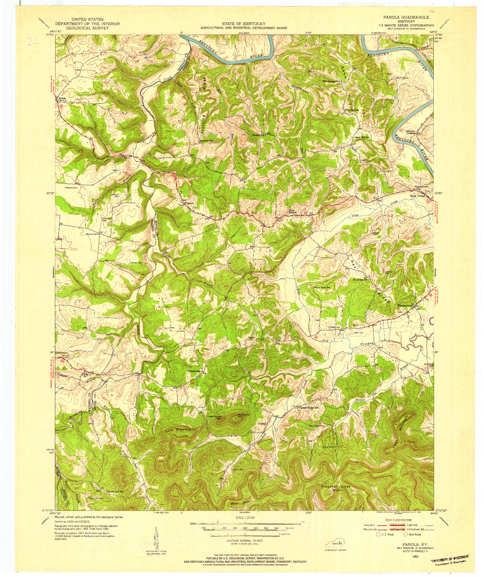 USGS 1:24000-SCALE QUADRANGLE FOR PANOLA, KY 1952