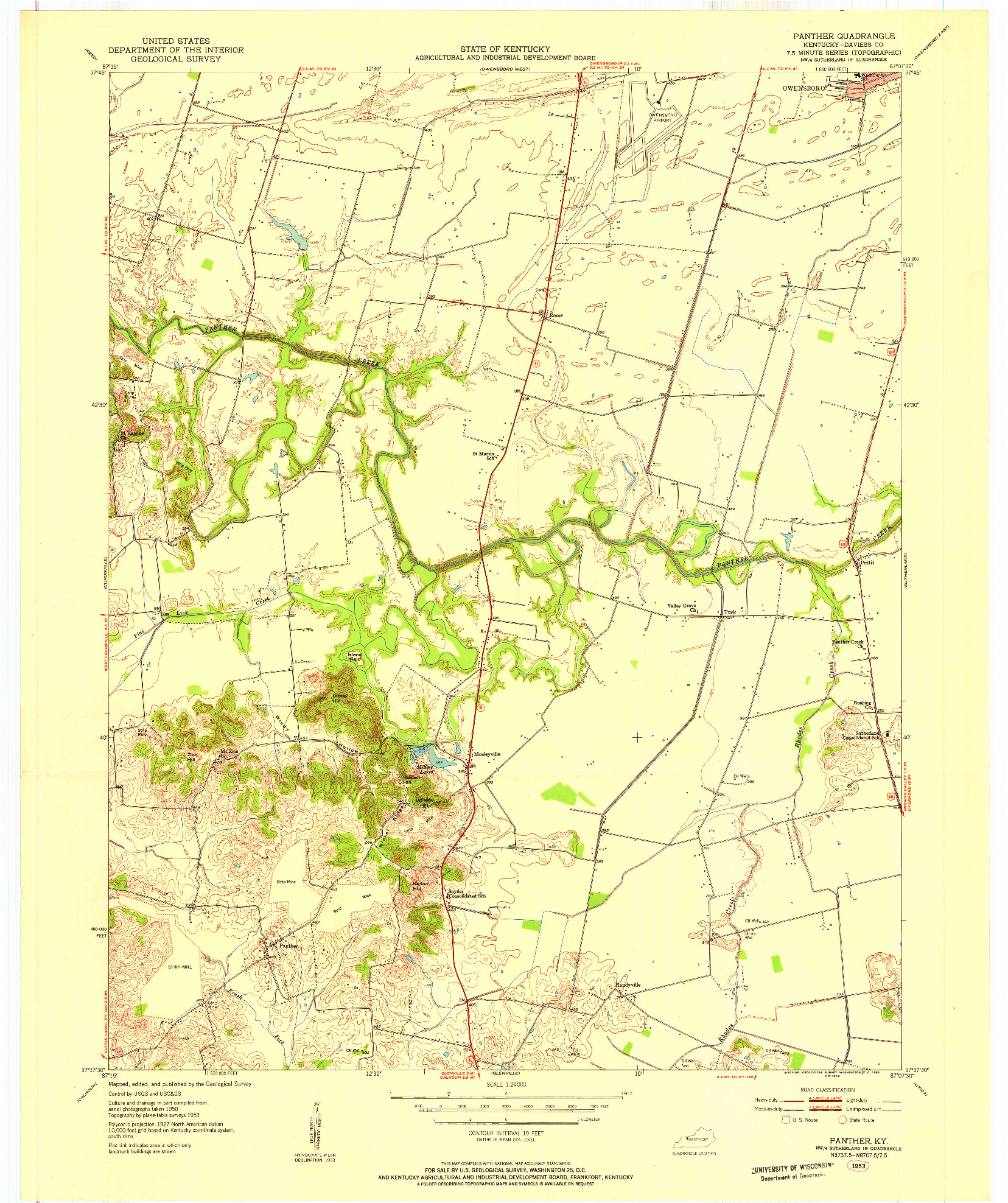 USGS 1:24000-SCALE QUADRANGLE FOR PANTHER, KY 1953