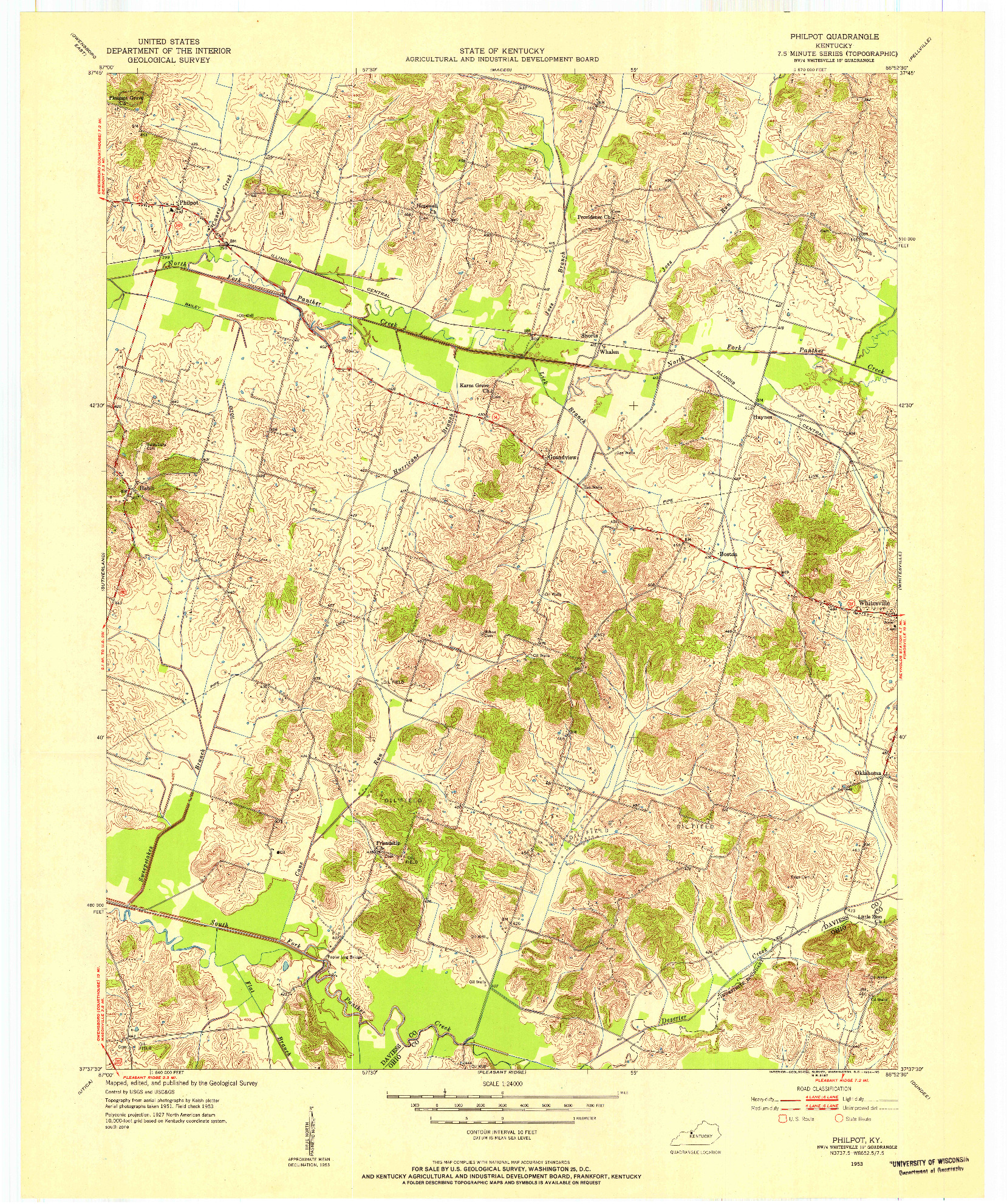 USGS 1:24000-SCALE QUADRANGLE FOR PHILPOT, KY 1953