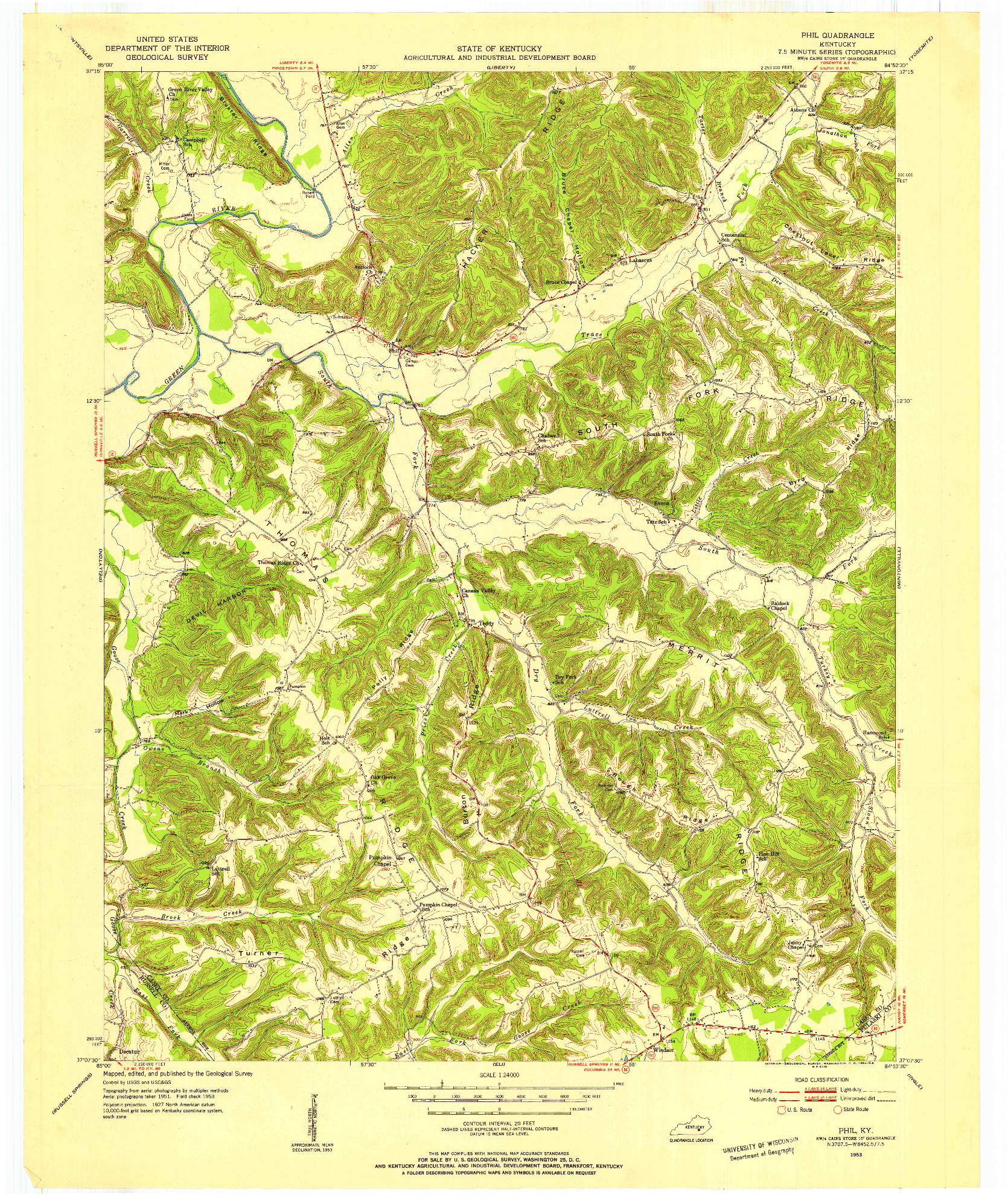 USGS 1:24000-SCALE QUADRANGLE FOR PHIL, KY 1953