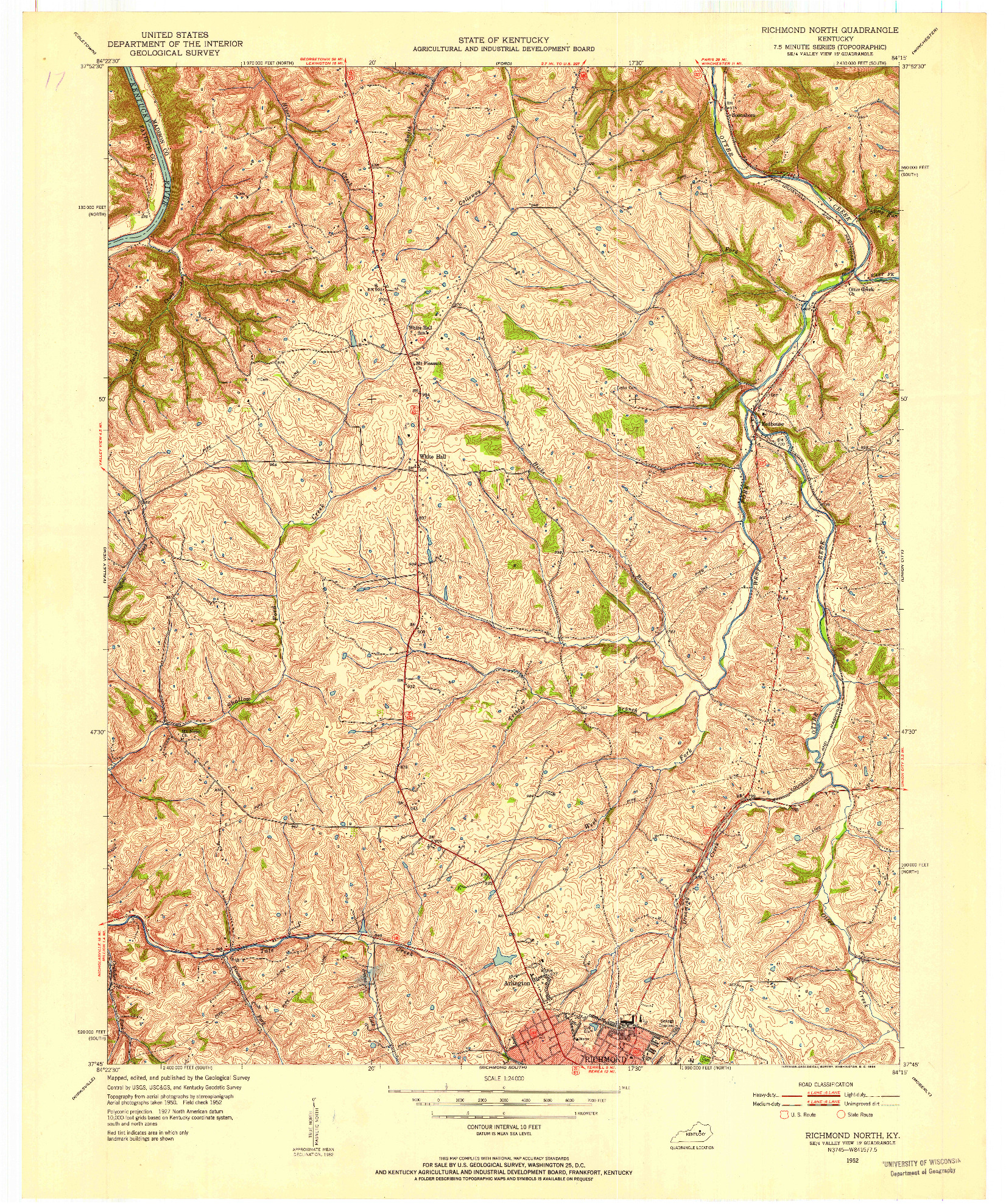 USGS 1:24000-SCALE QUADRANGLE FOR RICHMOND NORTH, KY 1952